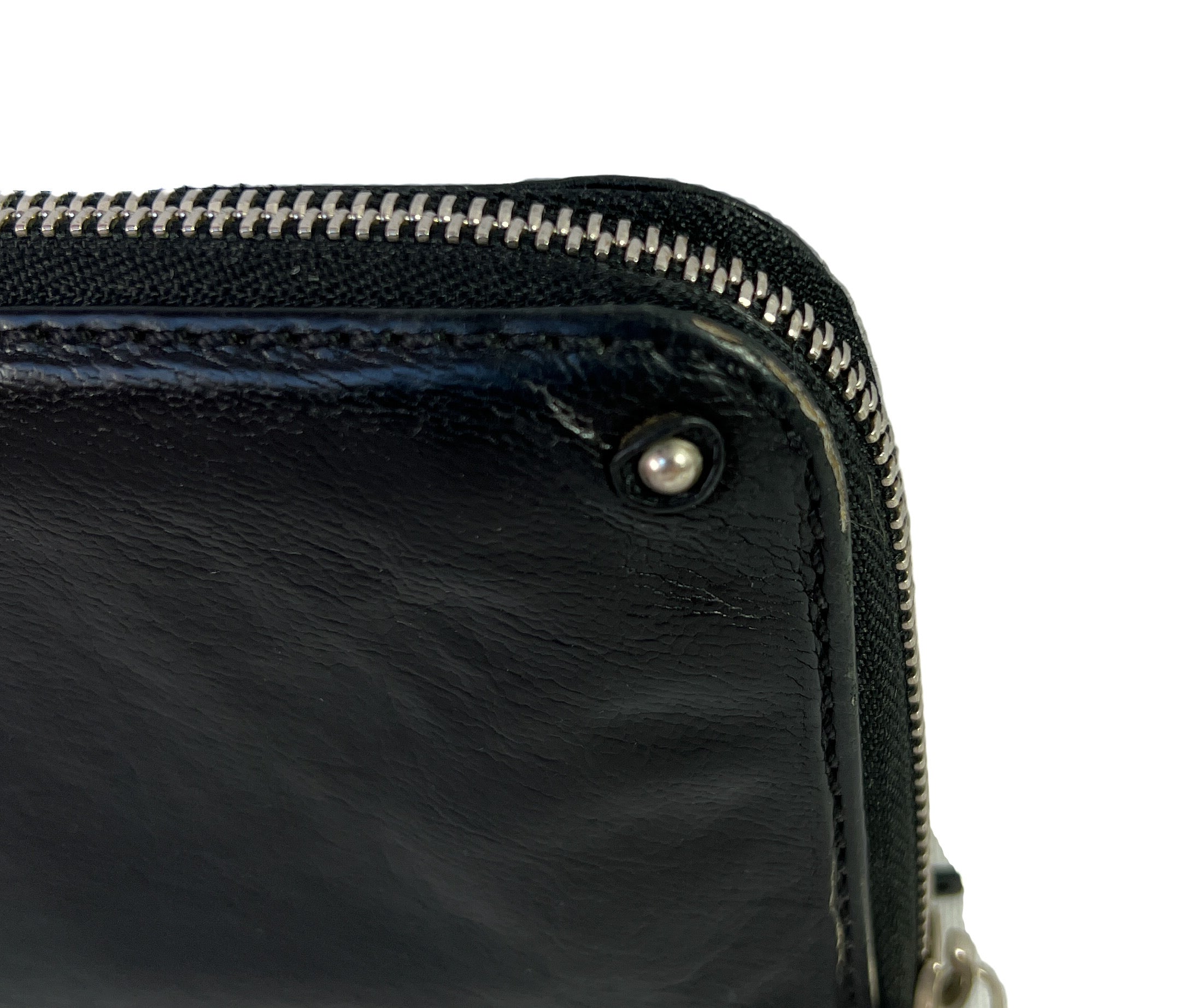 Chloé black leather zip around wallet