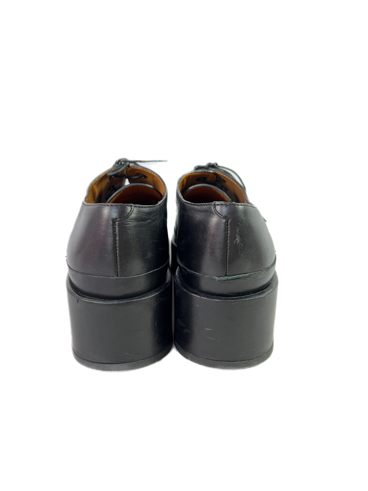 Jil Sander black leather pointed platform shoes size 39