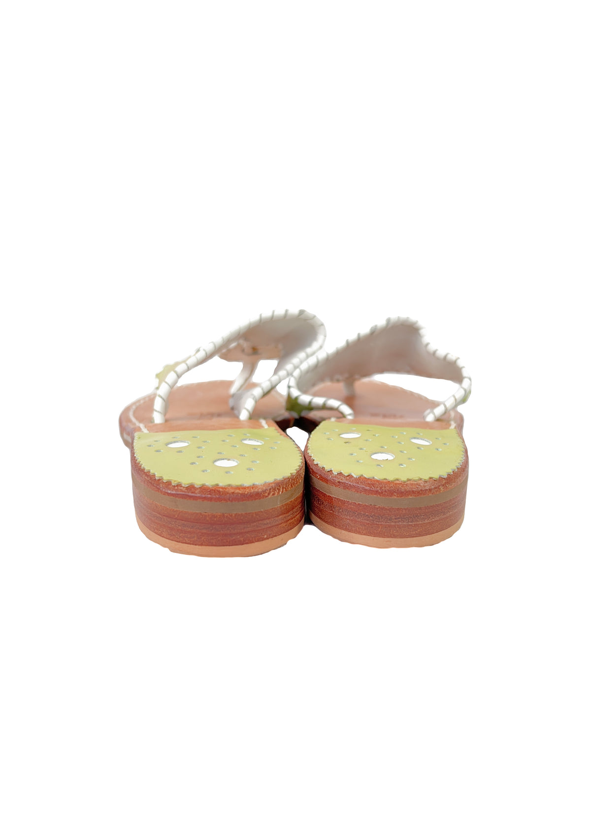 Jack Rogers lime and white leather flip flops size 5 NEW