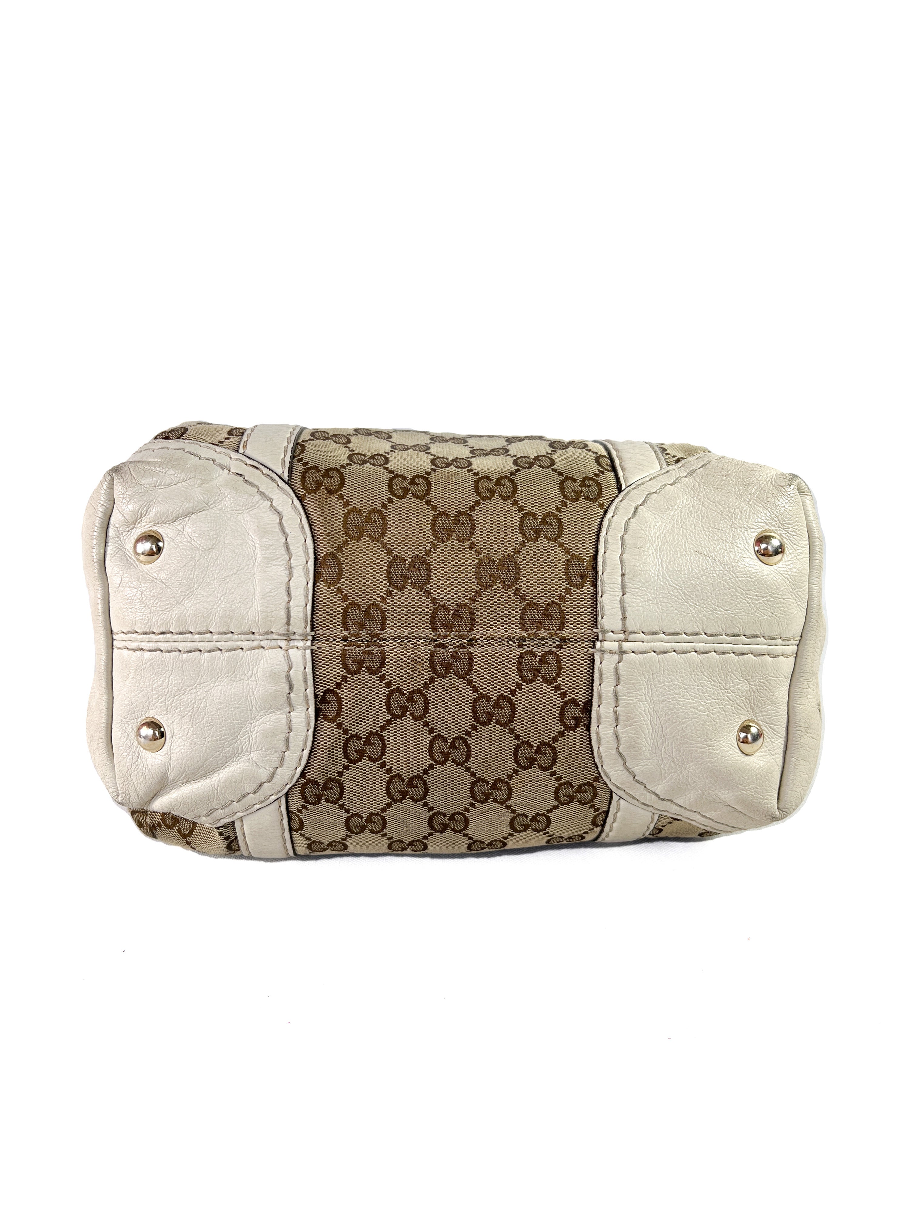 Gucci white and brown signature satchel
