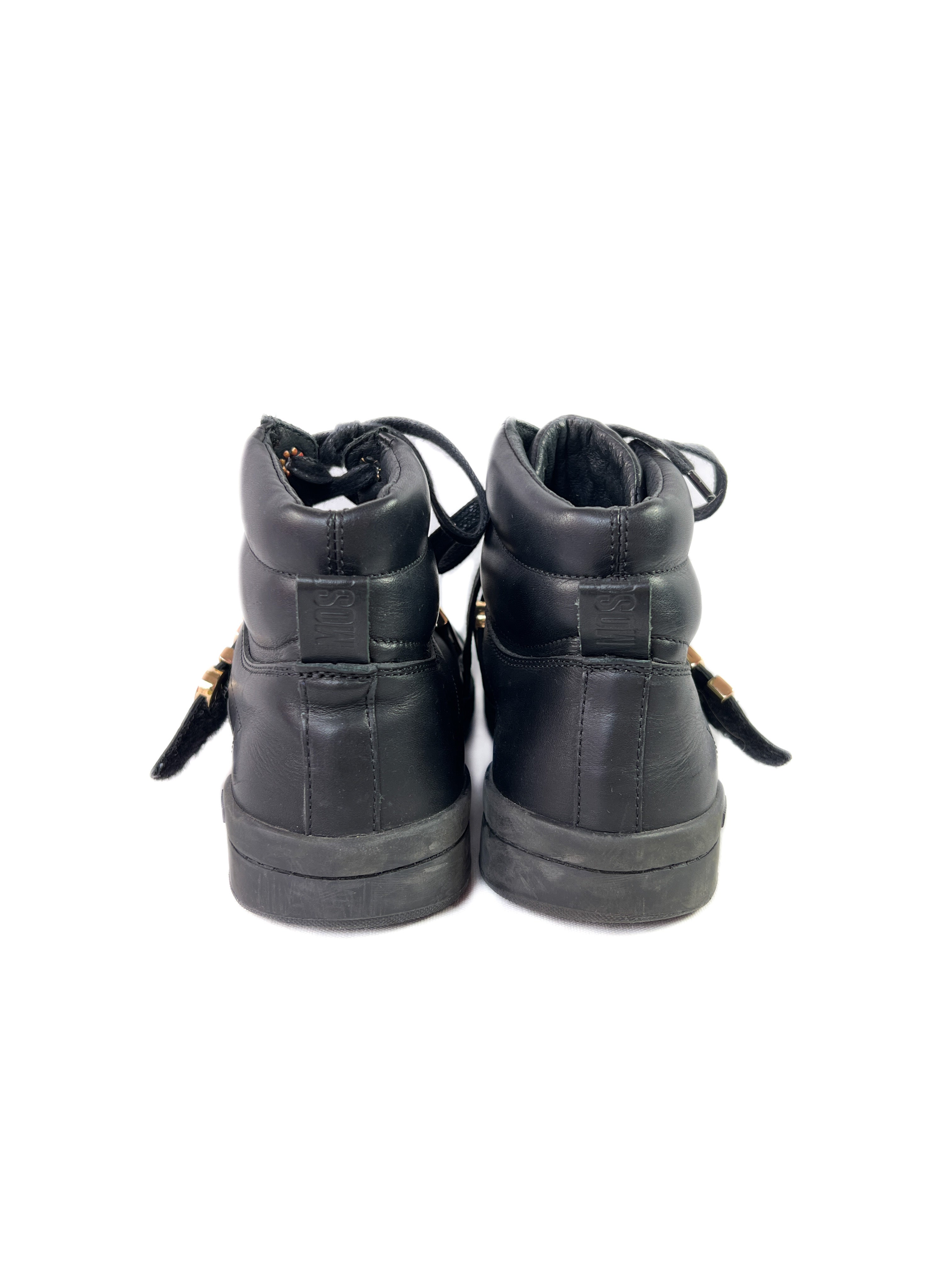 Moschino black leather high top sneakers size 40