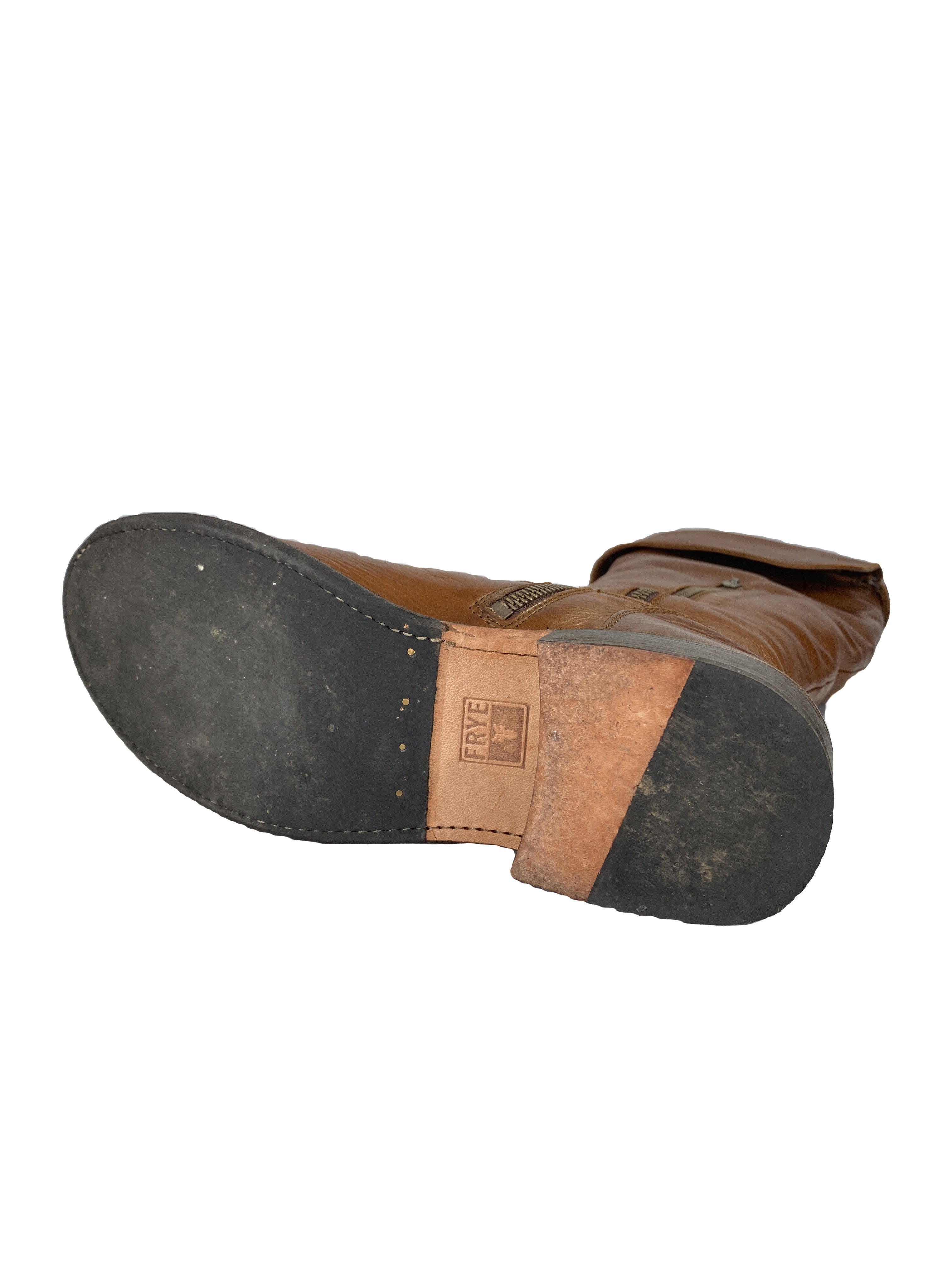 Frye brown leather tall knee high boots size 8