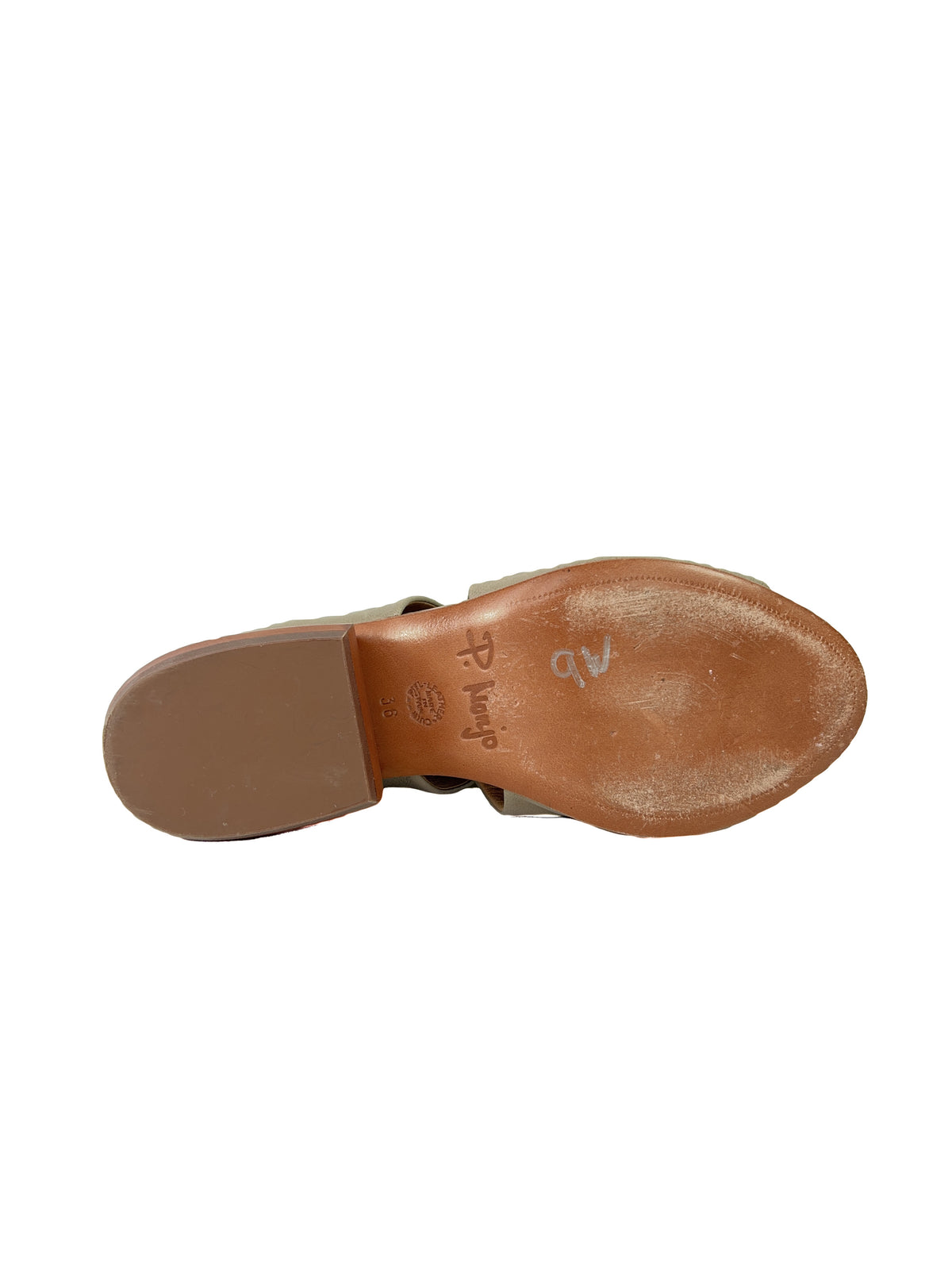 P.Monjo taupe leather peep toe shoes size 36