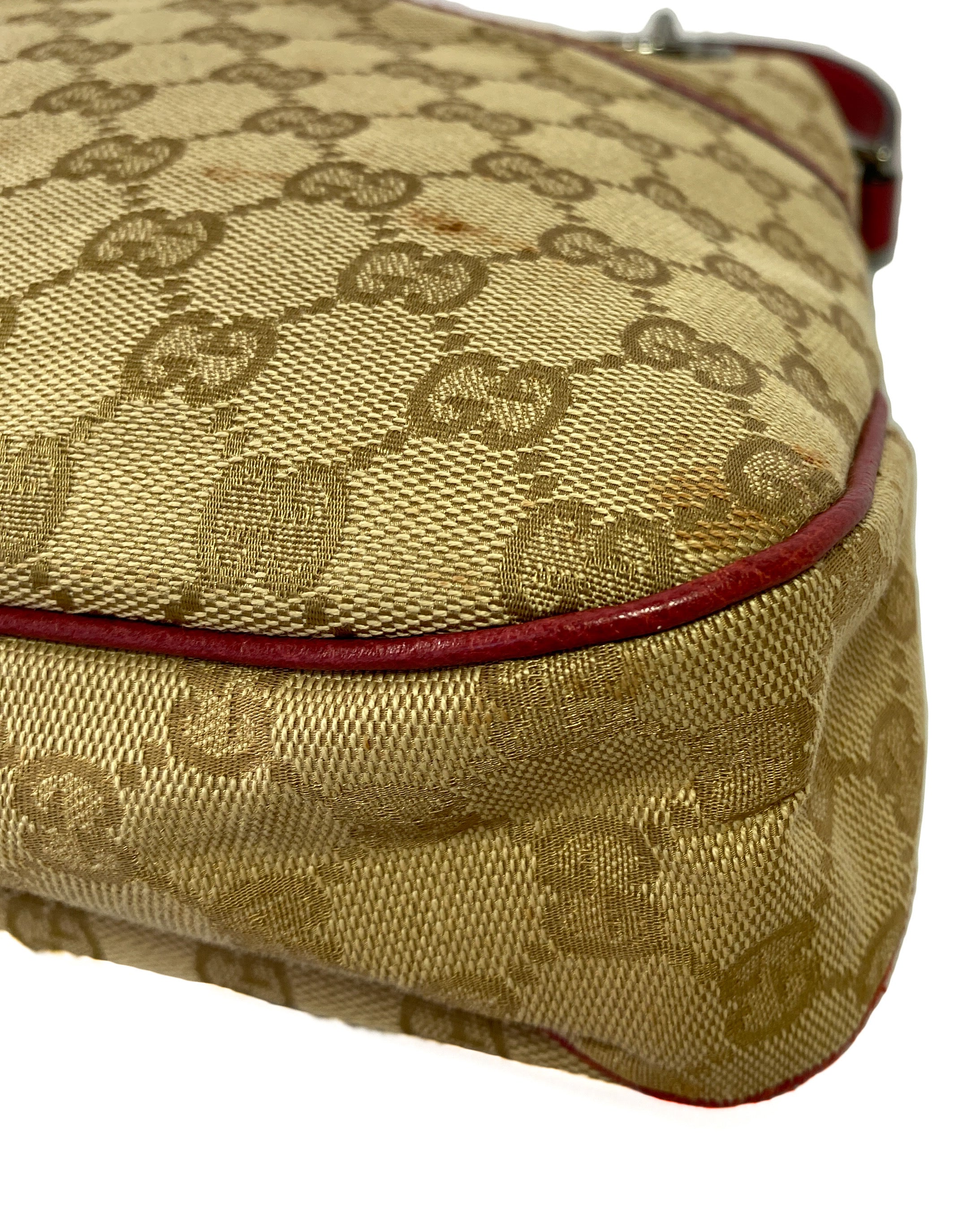 Gucci brown and pink signature shoulder bag