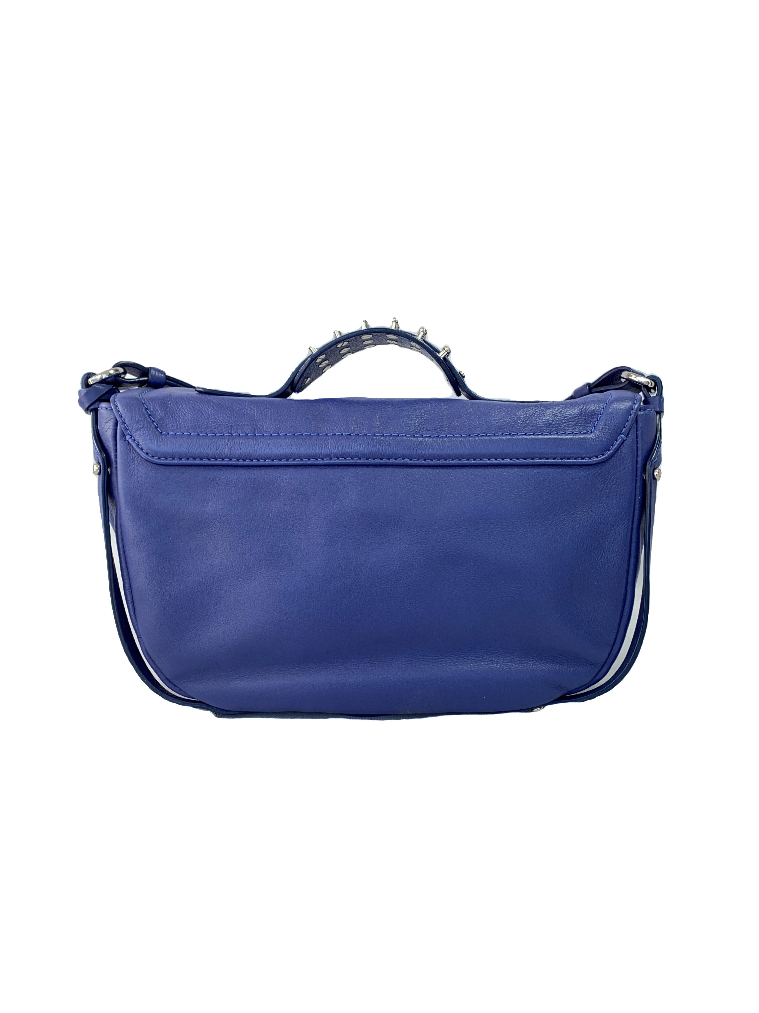 McQ Alexander McQueen blue Clerkenwell shoulder bag retail $750