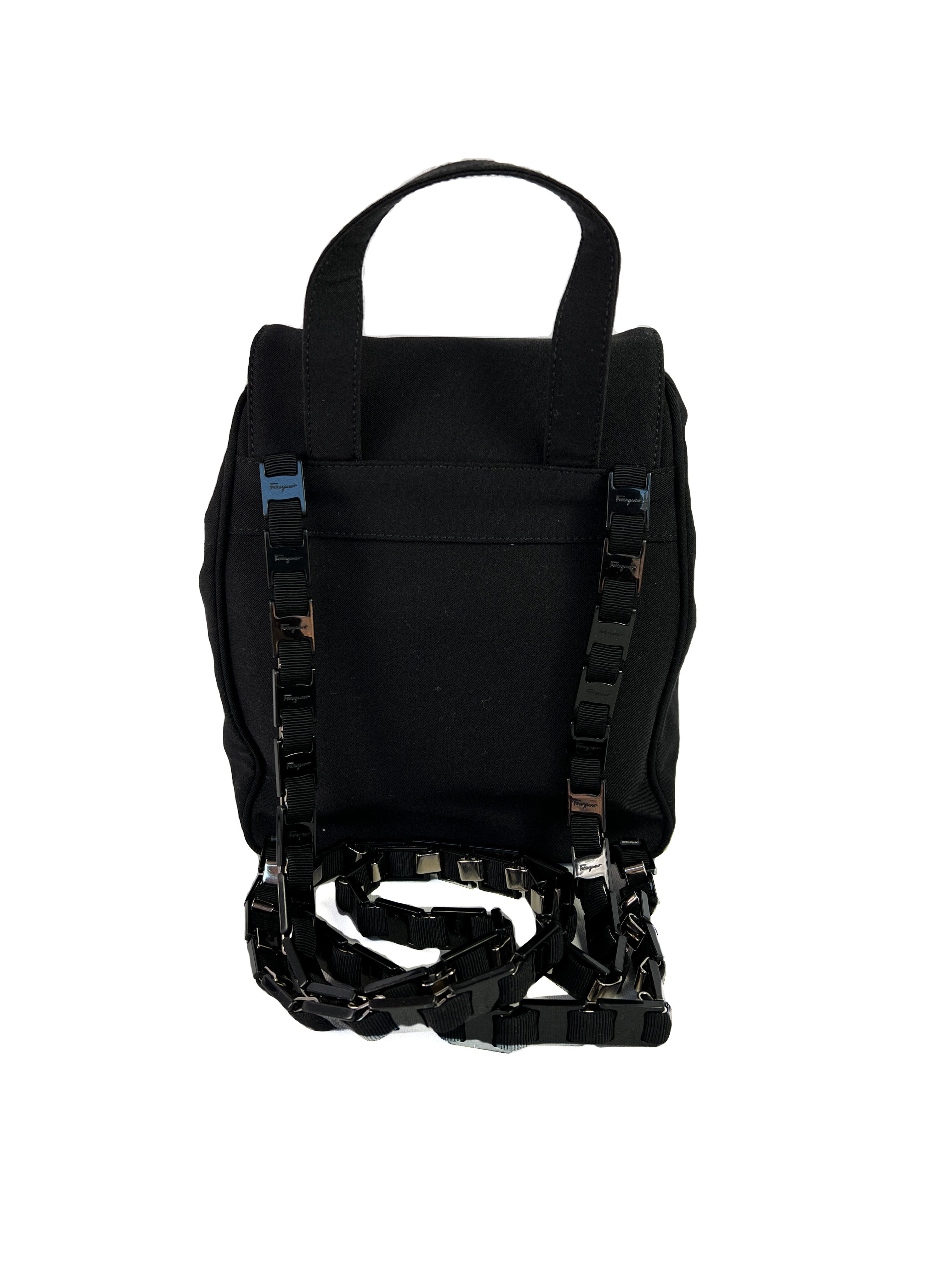 Salvatore Ferragamo black nylon vintage backpack