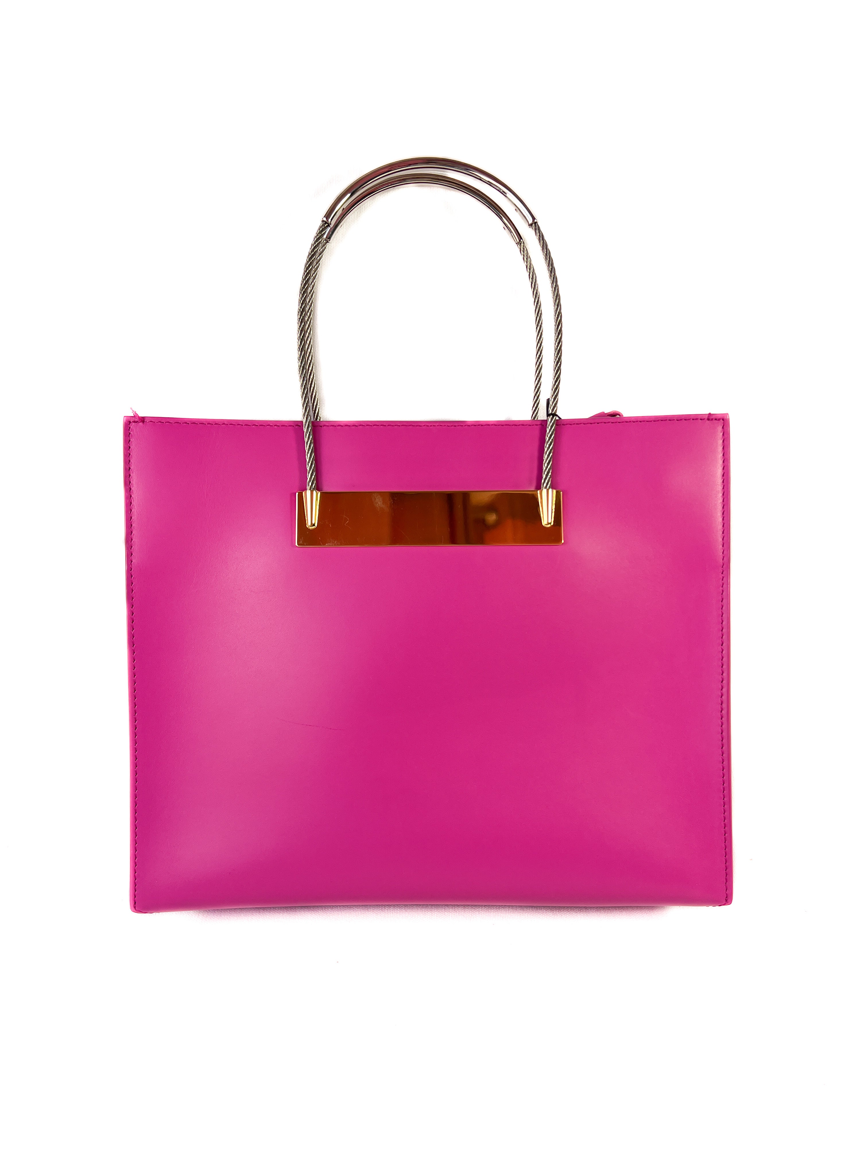 Balenciaga fuchsia leather cable shopper