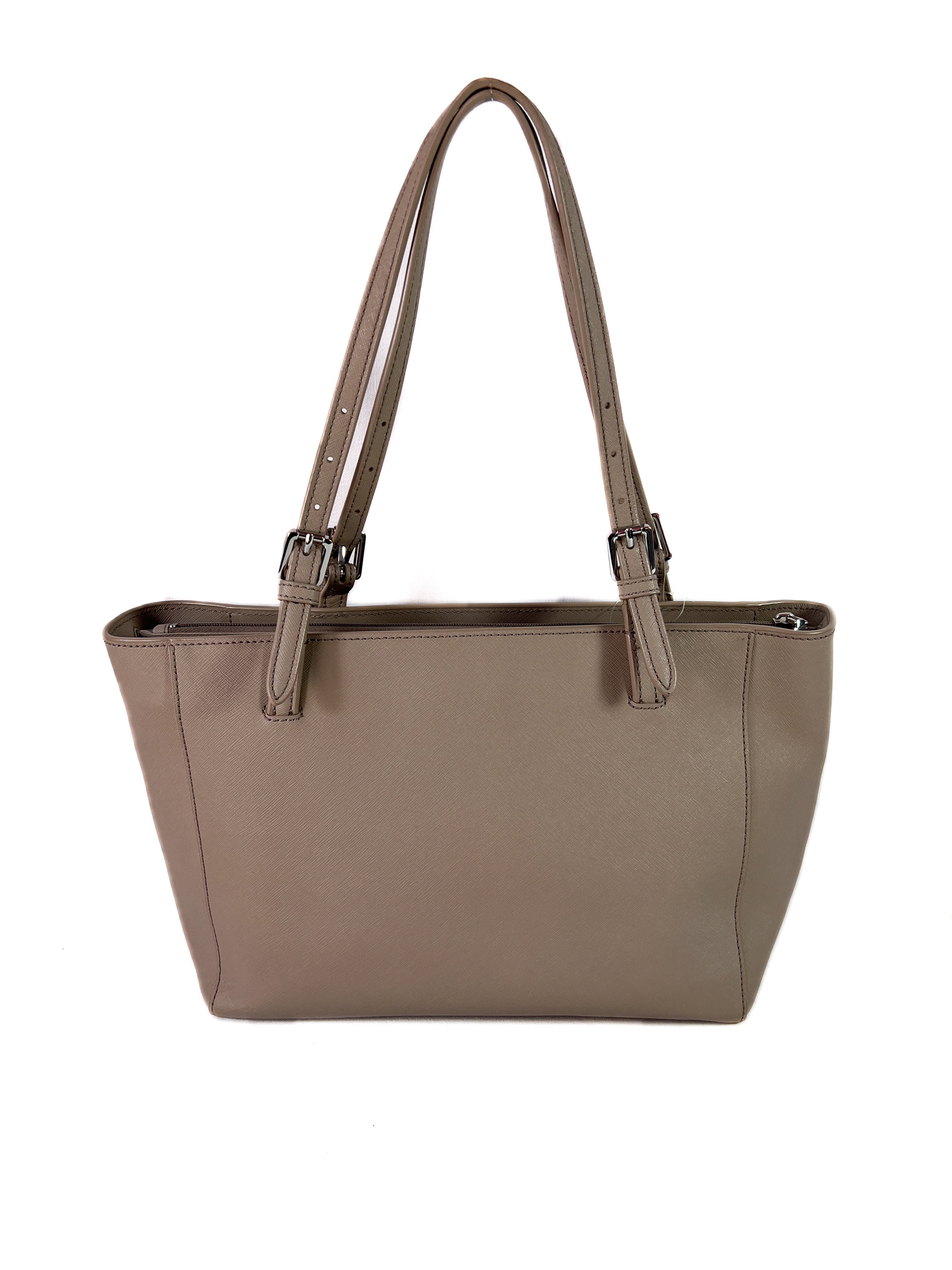 Tory Burch light gray leather tote