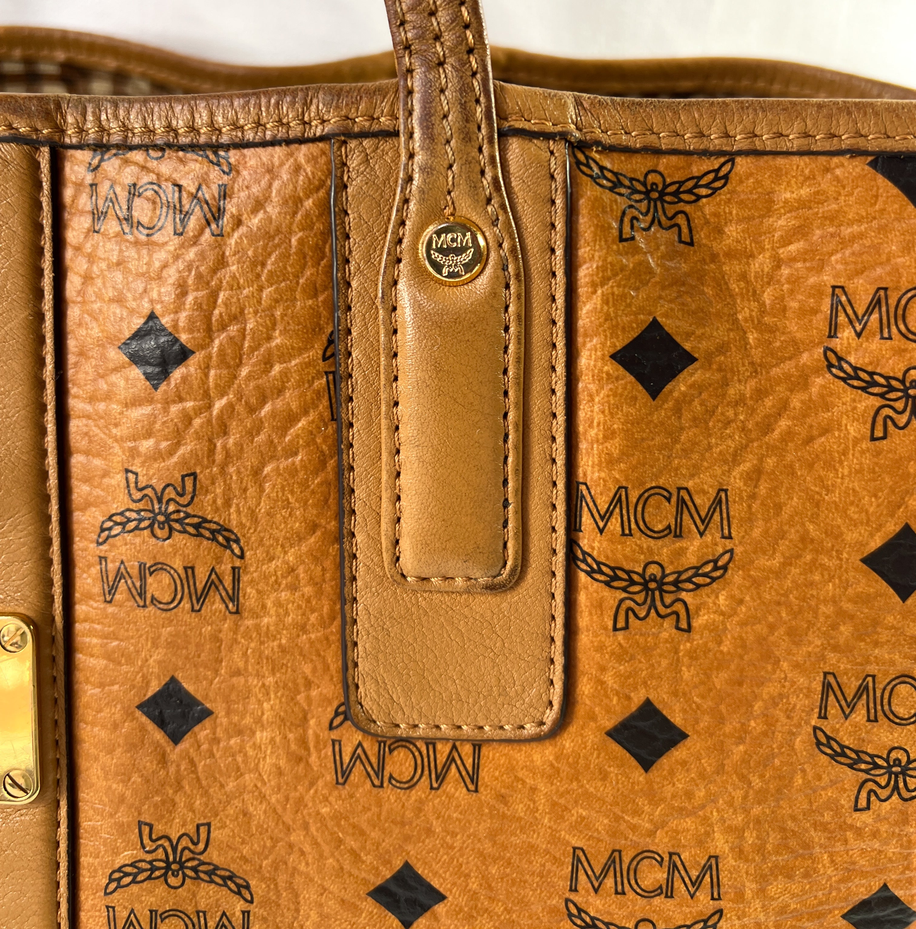 MCM Liz brown visetos reversible tote **as is**