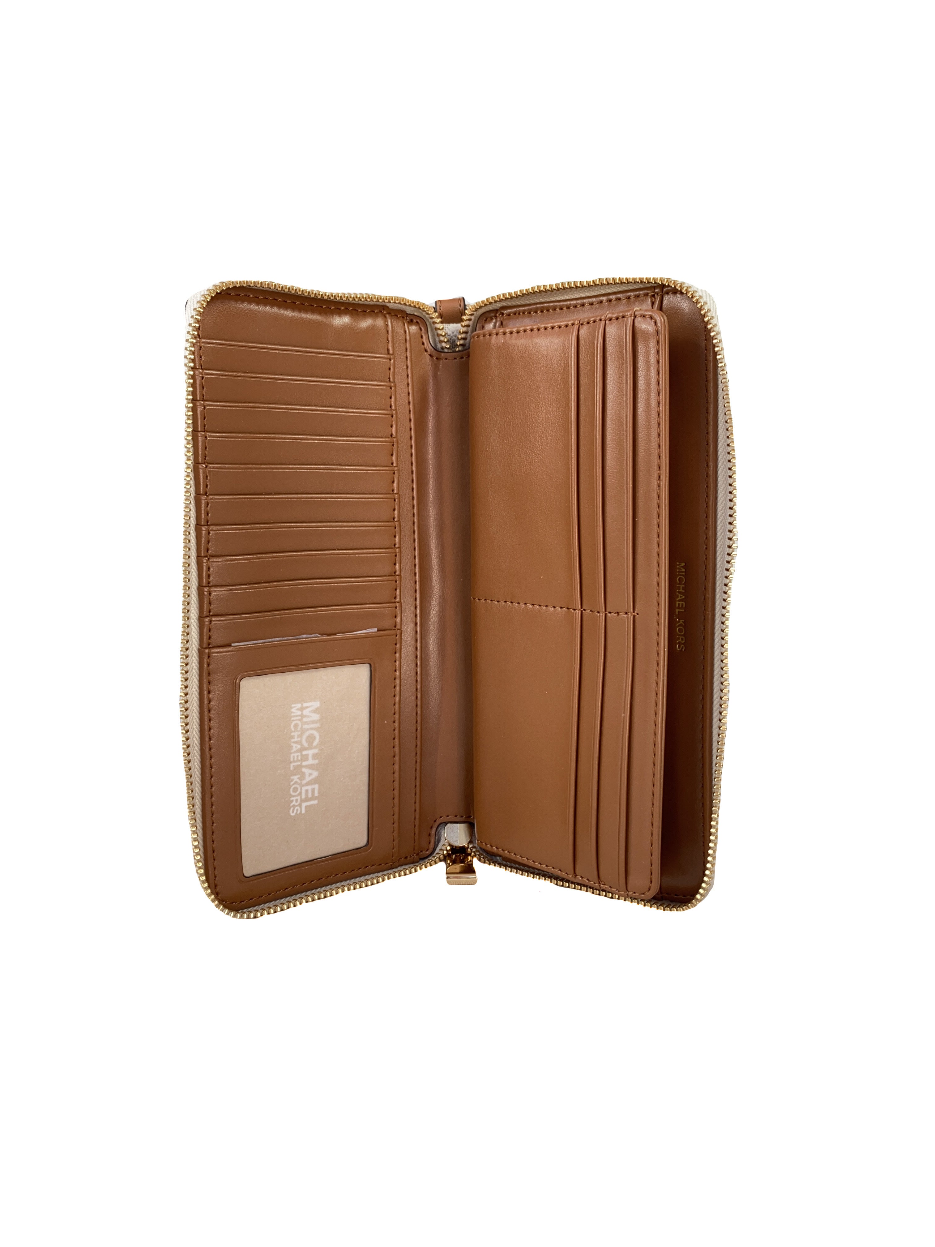 Michael Kors cream brown signature wallet wristlet NEW