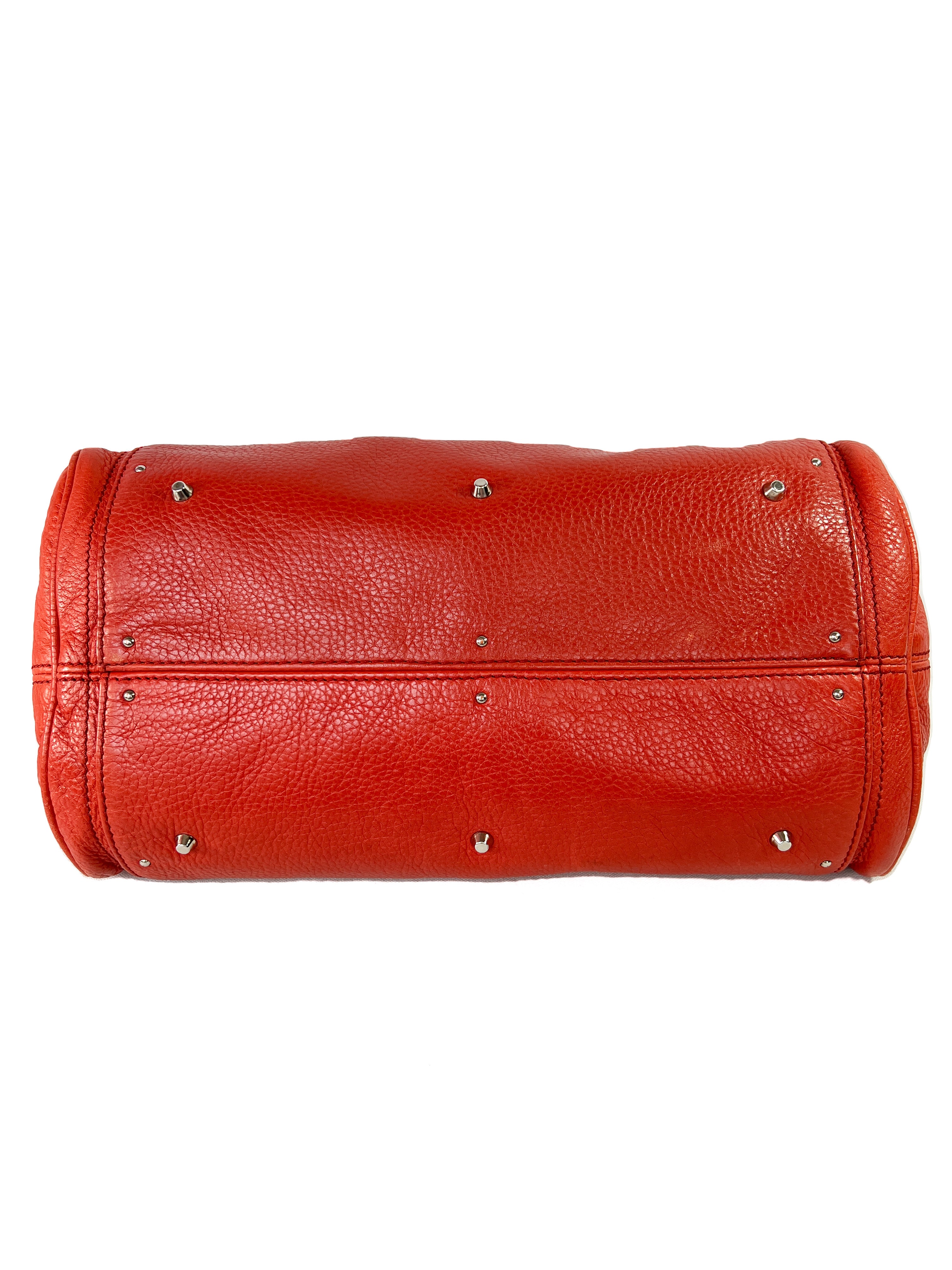 Chloe red orange leather paddington bag