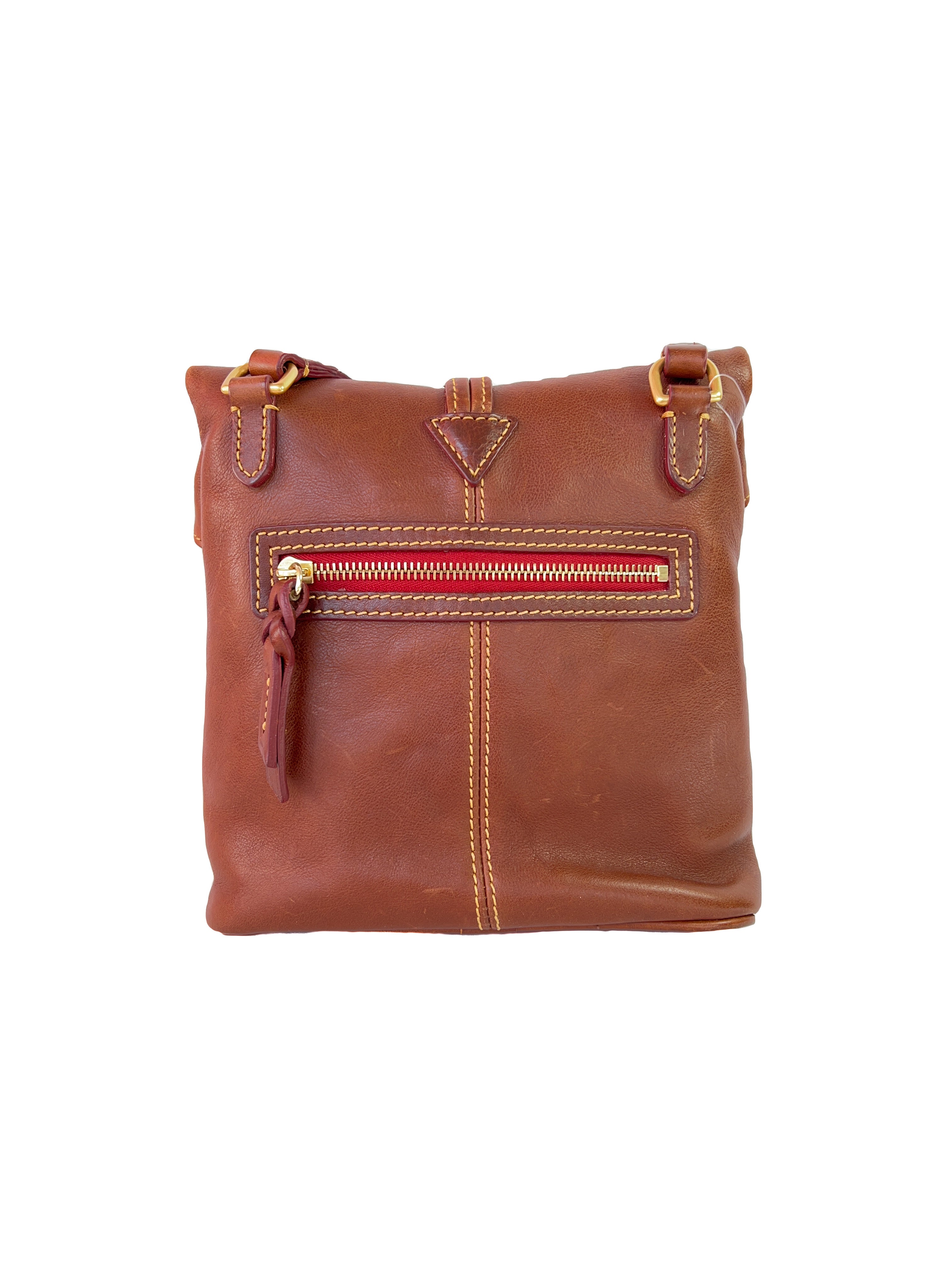Dooney & Bourke brown leather foldover crossbody