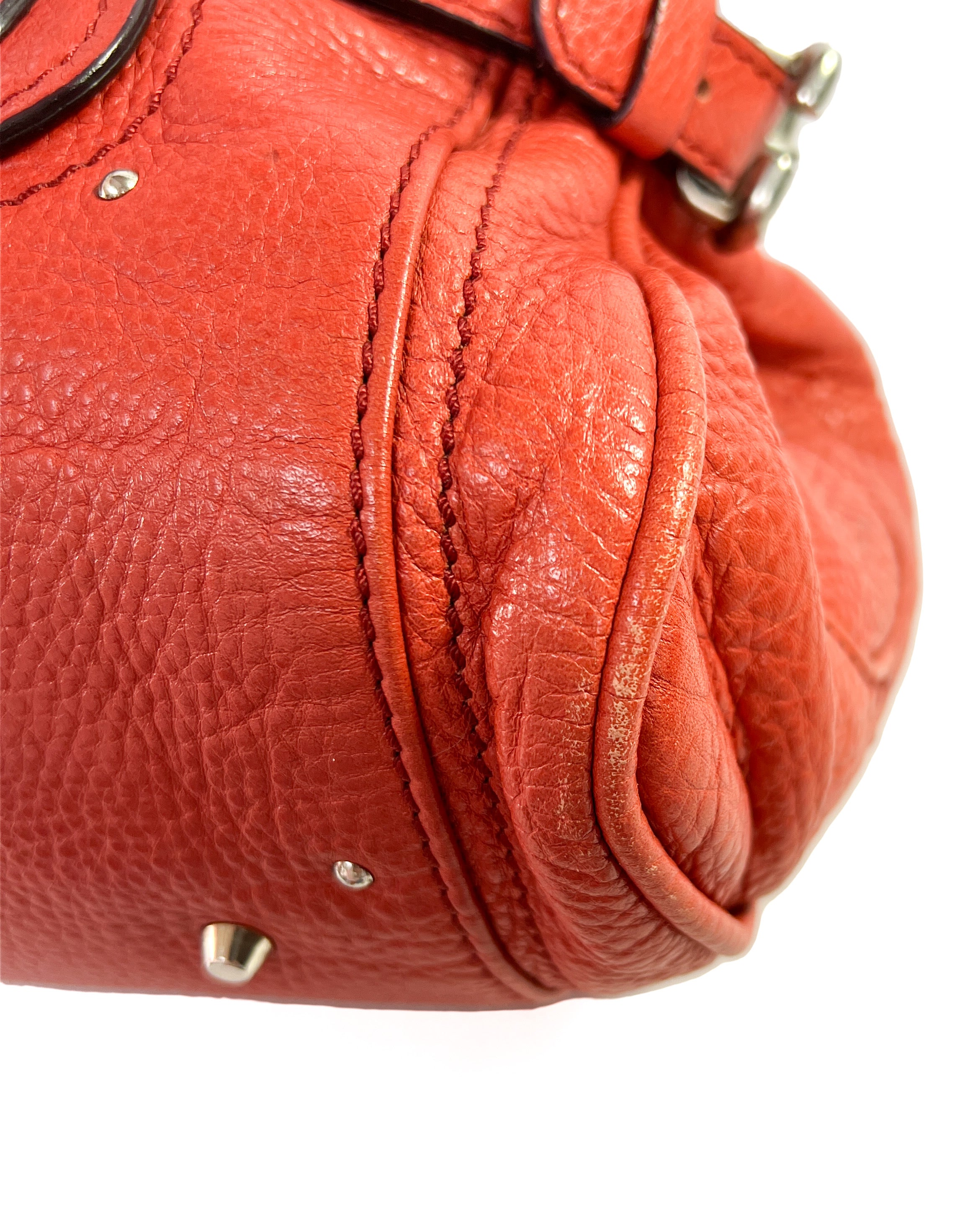 Chloe red orange leather paddington bag