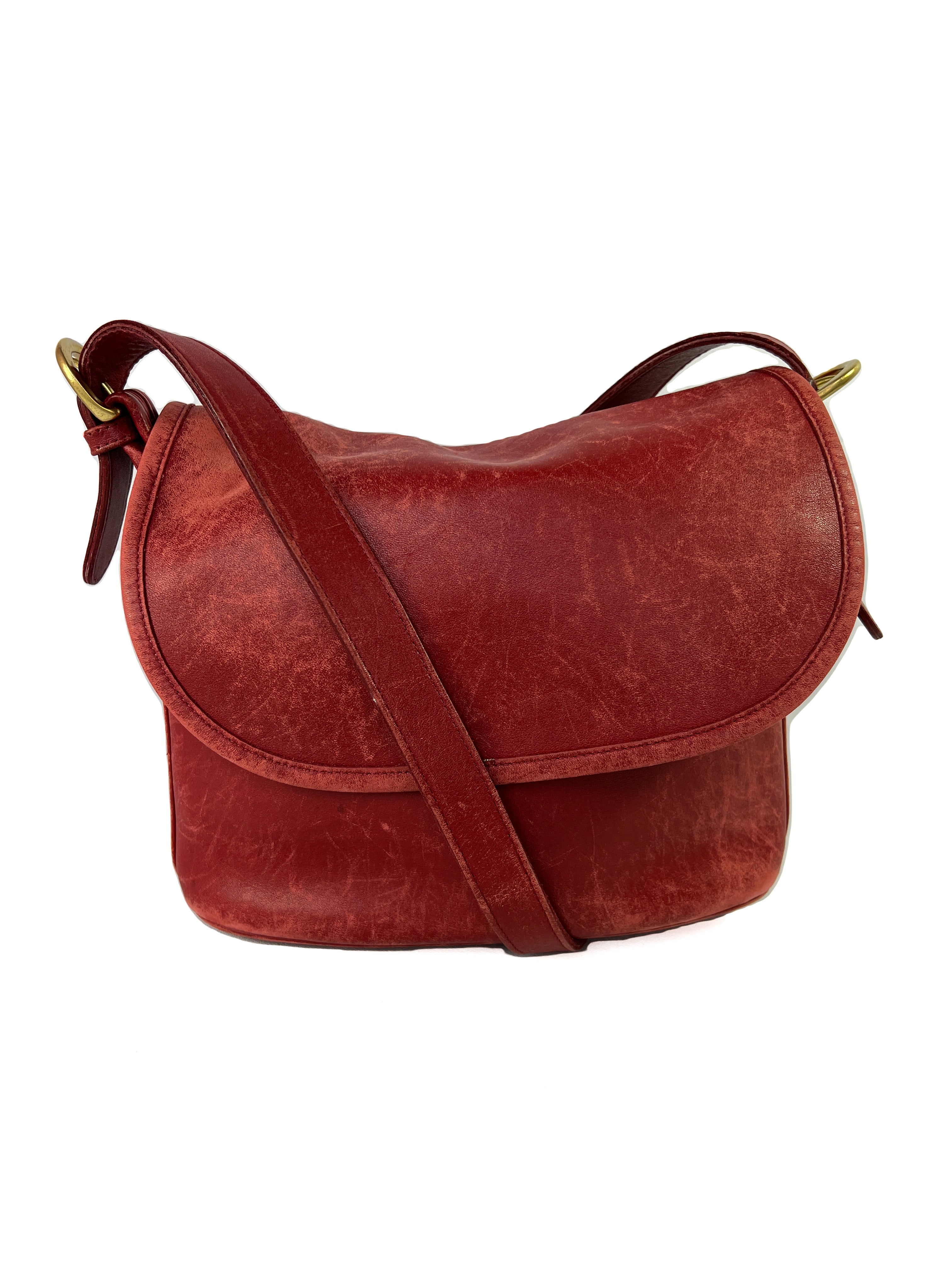 Coach red vintage leather crossbody