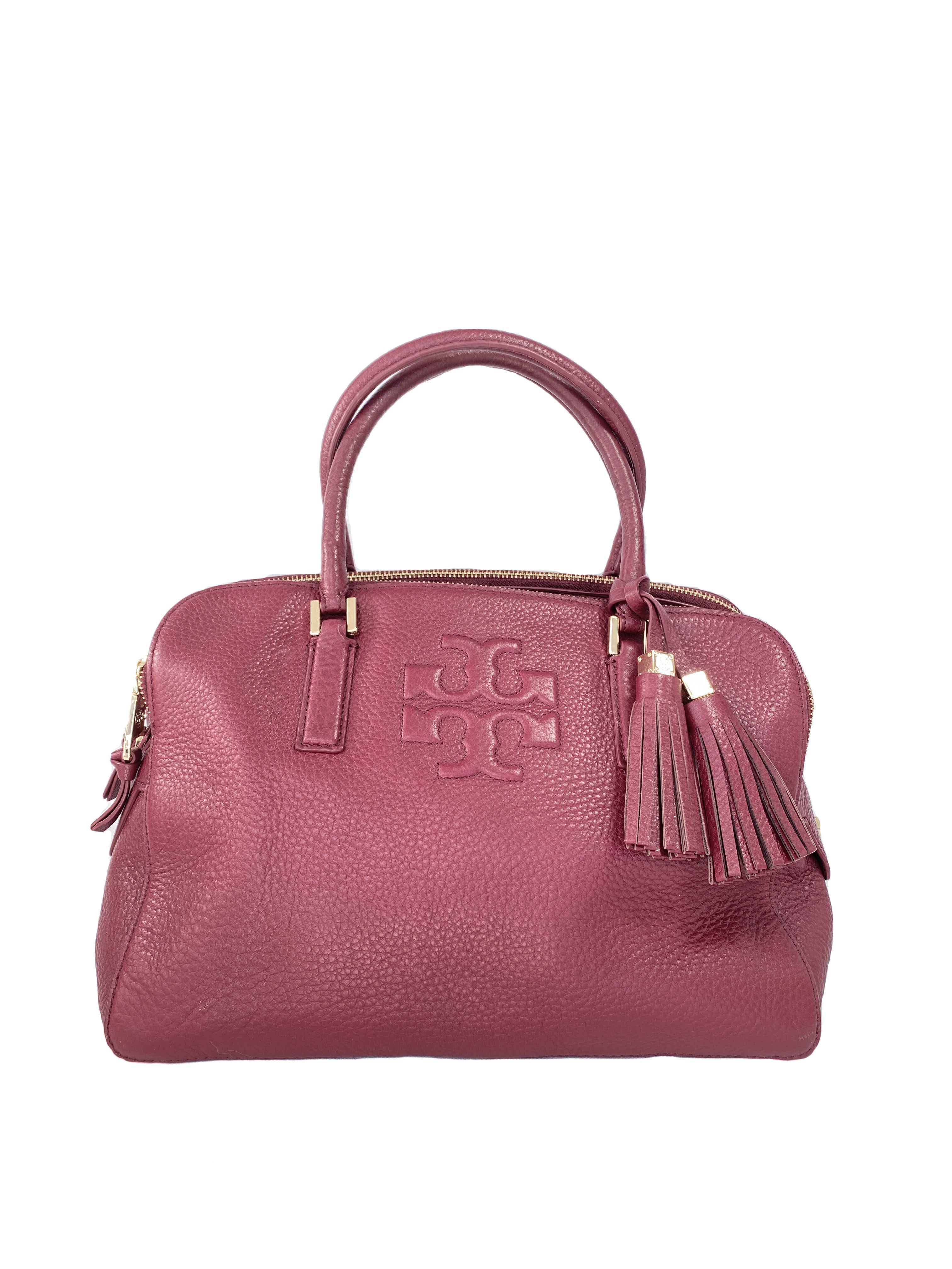 Tory Burch wine leather satchel
