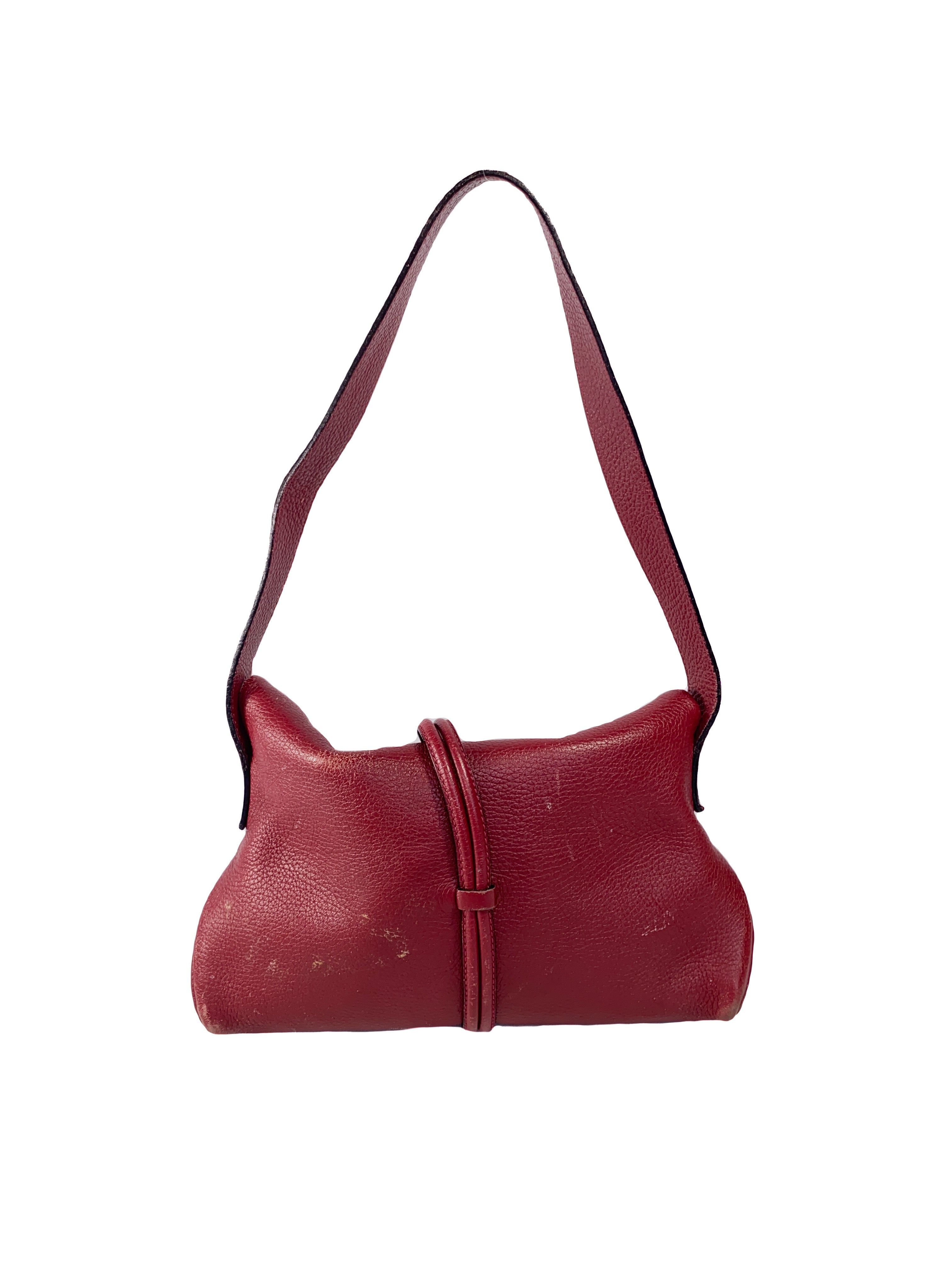 Burberry red leather plaid shoulder bag AS IS