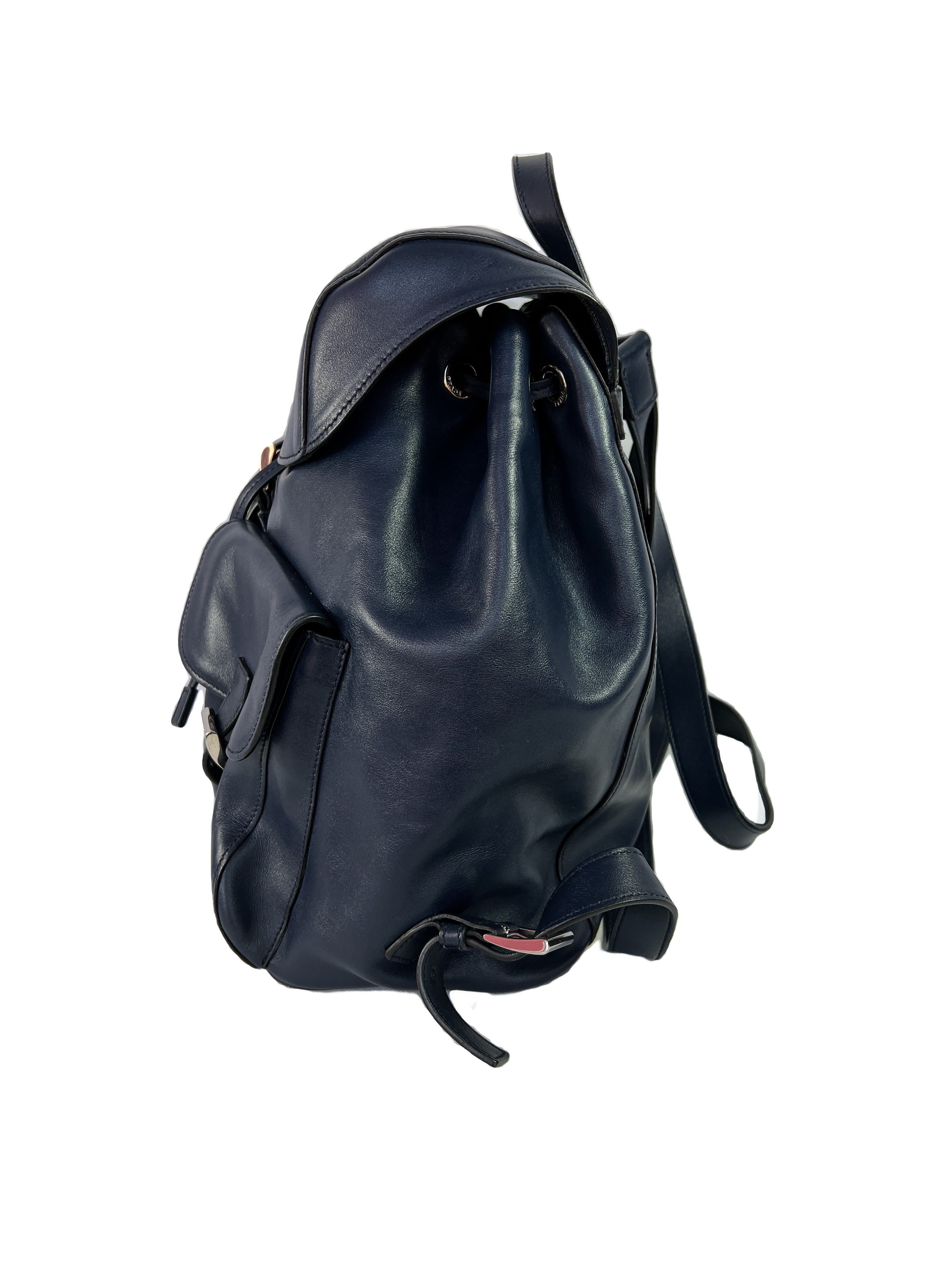 Prada navy leather backpack
