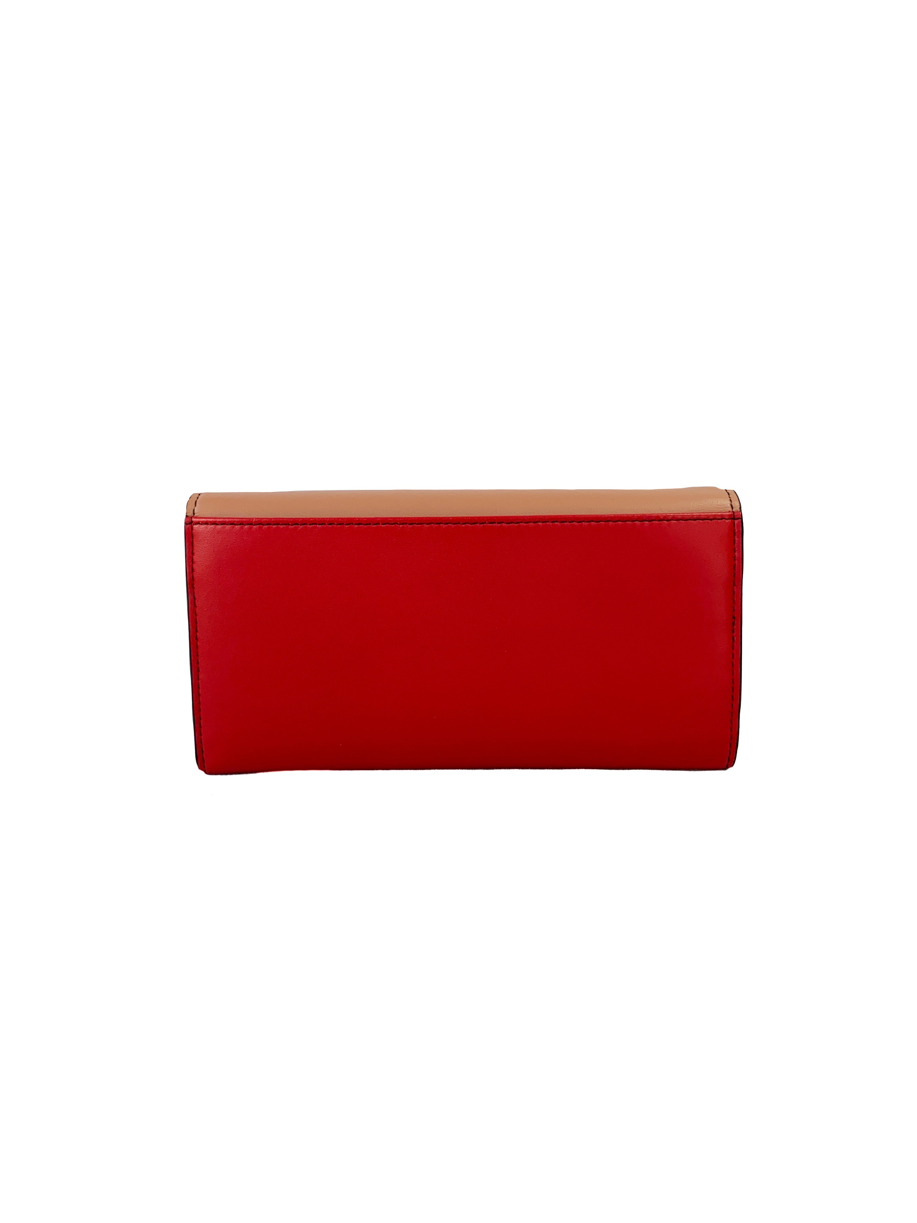 Bottega Veneta pink, red, and tan leather color block wallet NEW