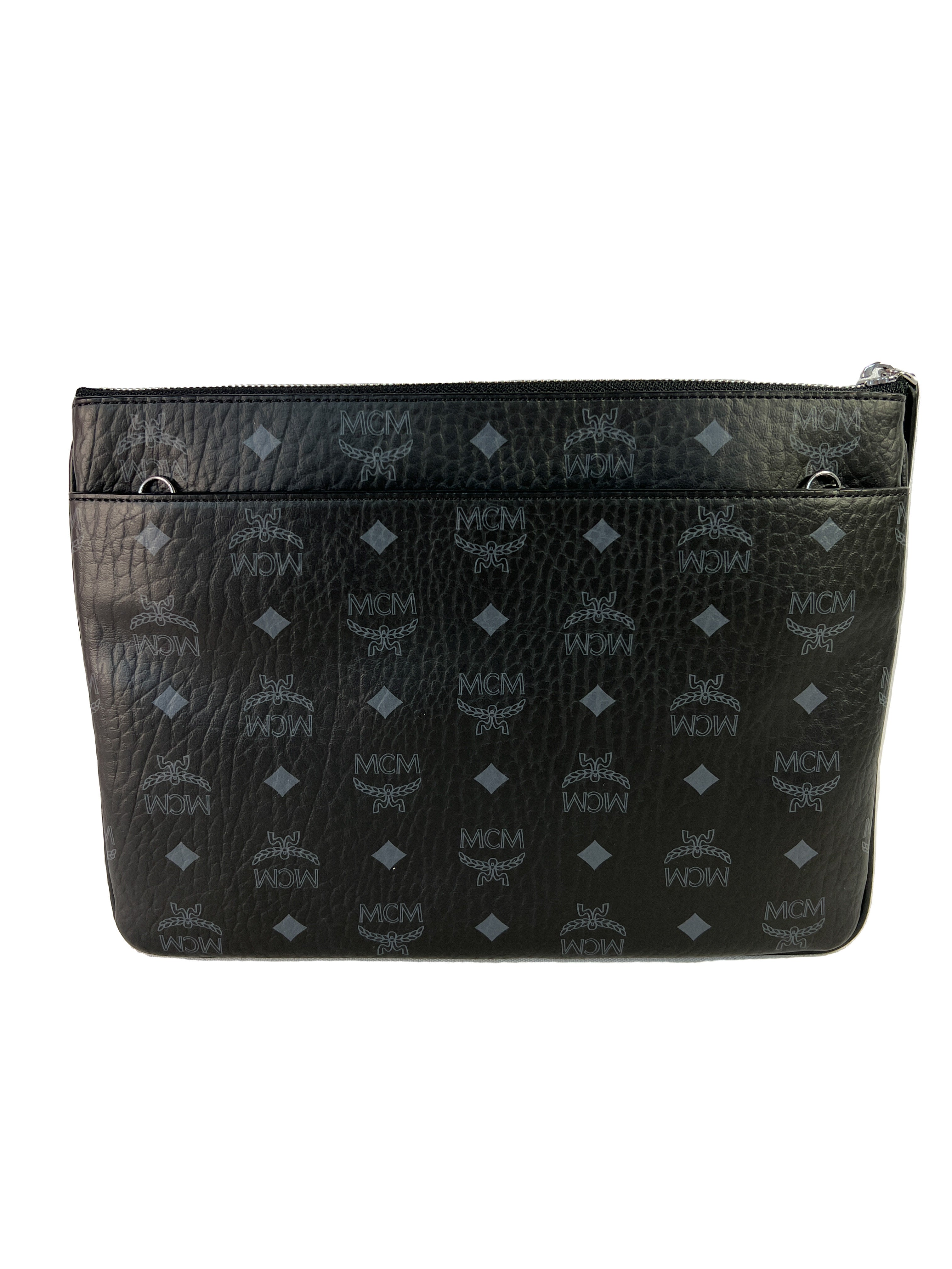 MCM black visetos slim pouch crossbody