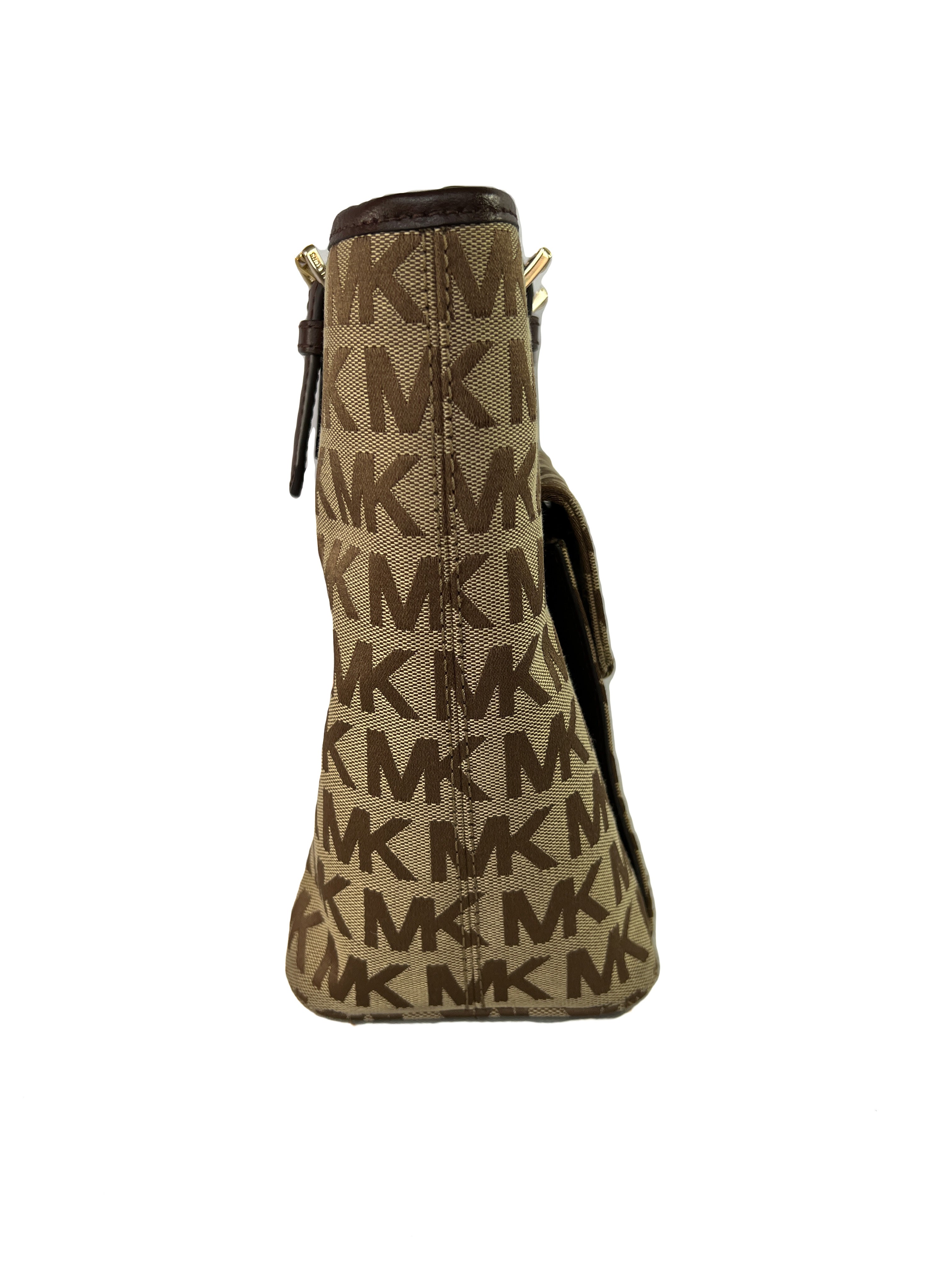 Michael Kors brown signature jet set front pocket tote