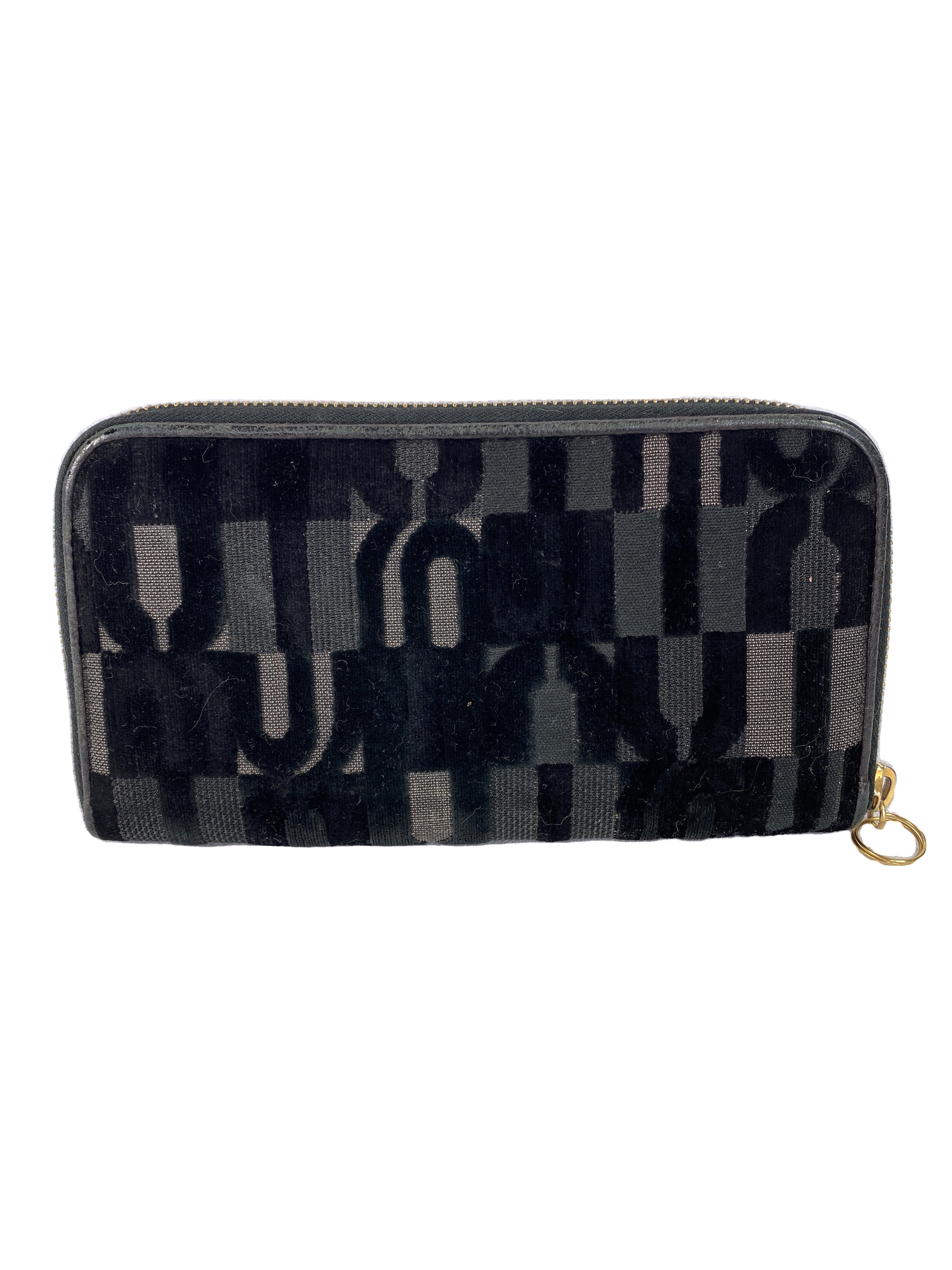 Miu Miu black leather and velour zip around wallet