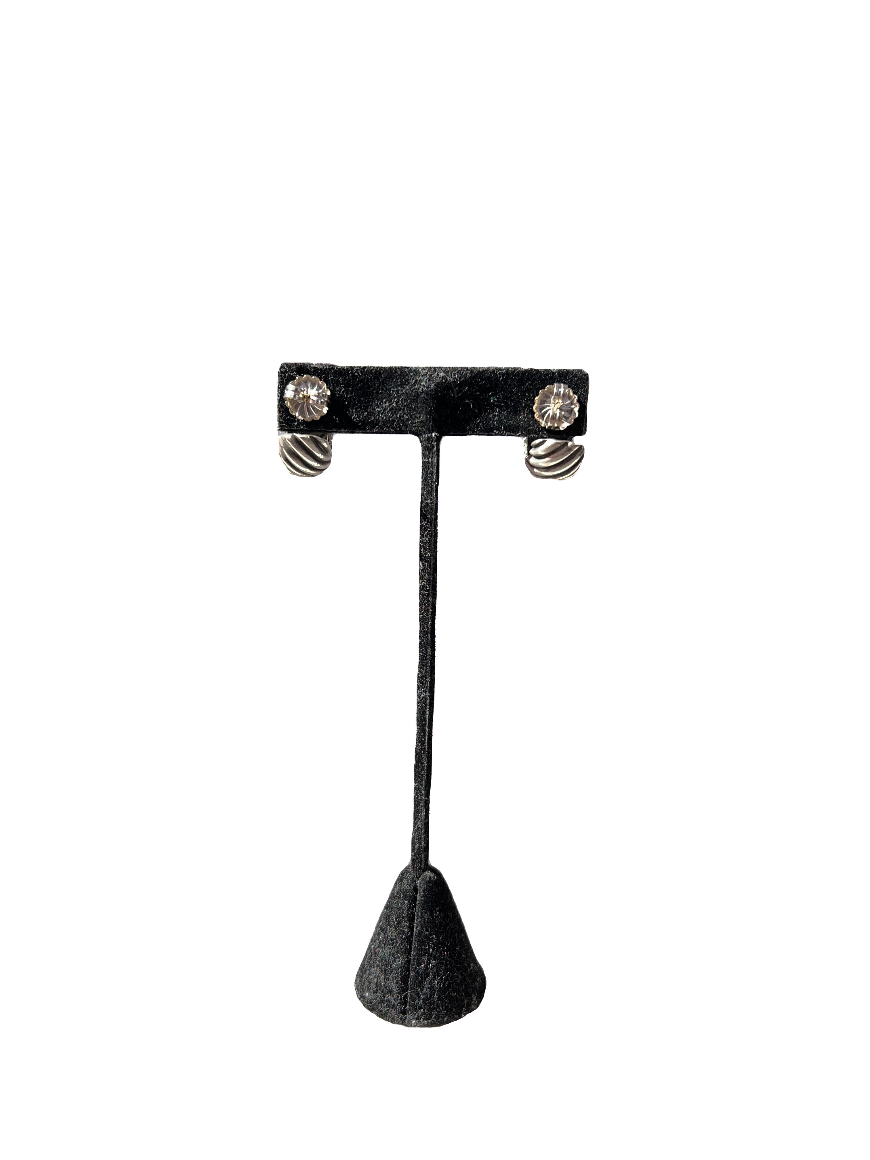 David Yurman small huggie cable hoop earrings