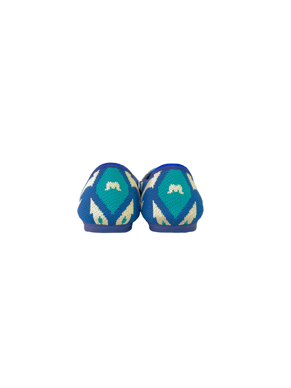 Rothy's blue, green, and tan print rounded toe flats size 8