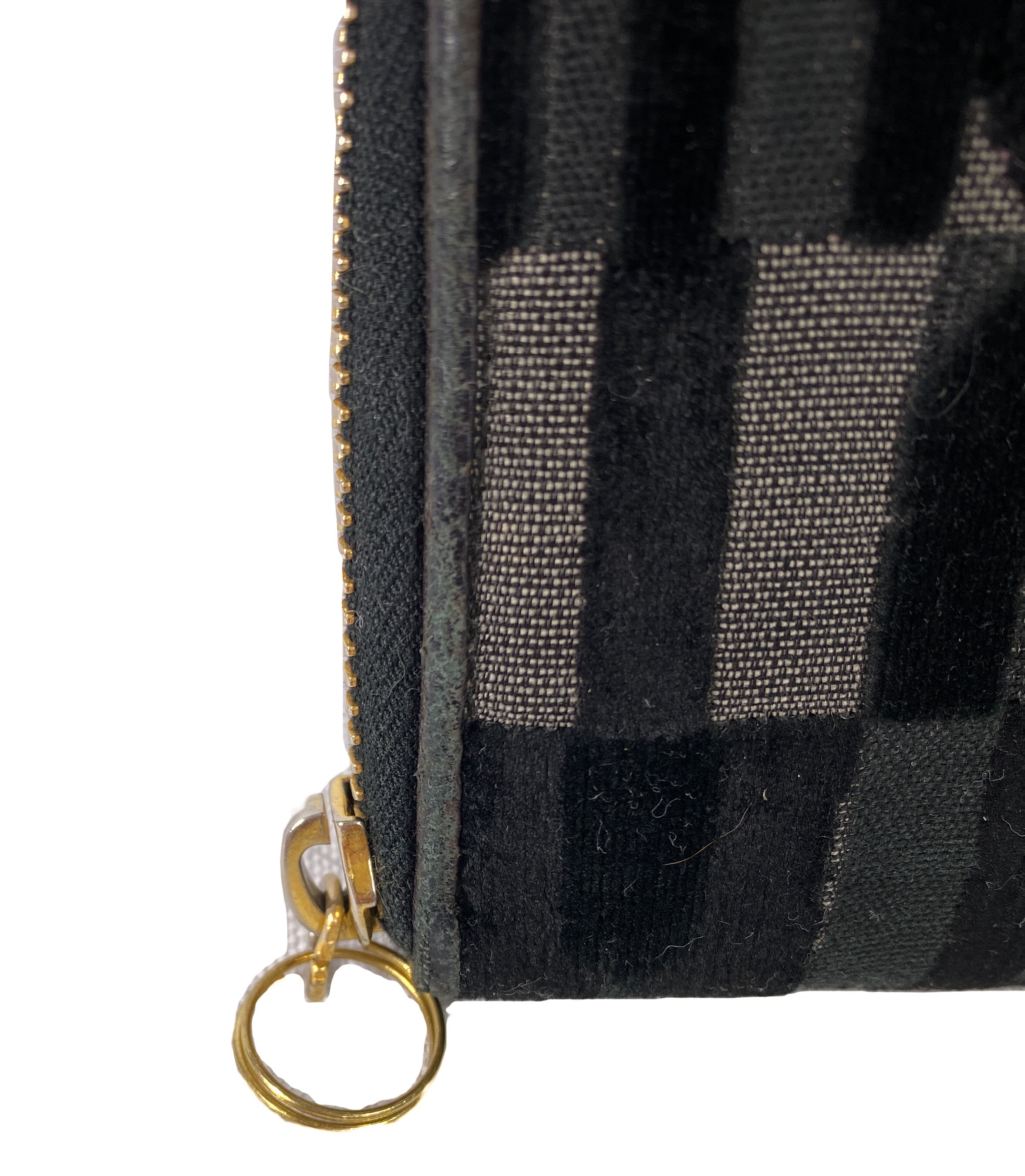 Miu Miu black leather and velour zip around wallet