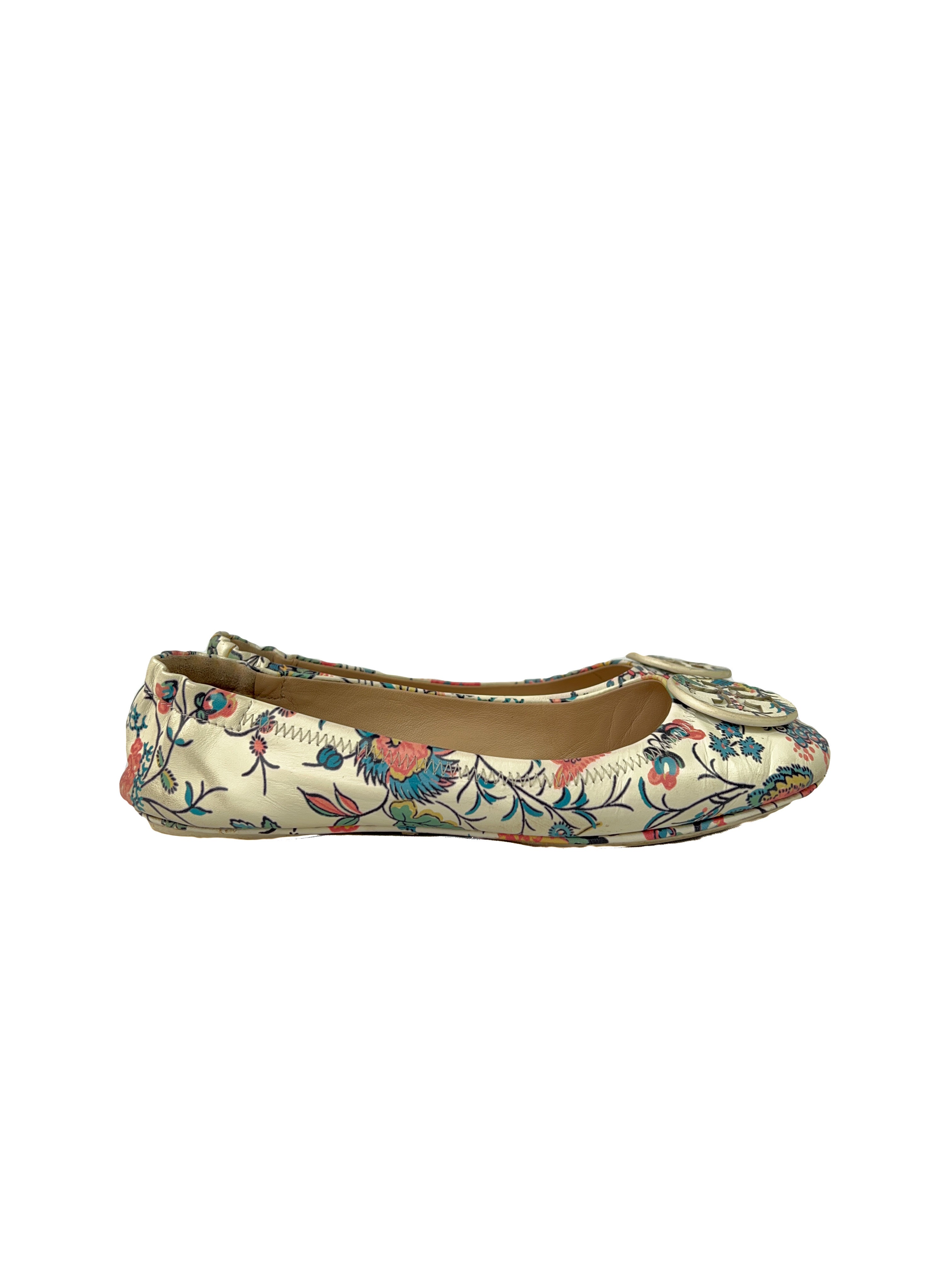 Tory Burch Gabriella floral Minnie travel flats size 8.5