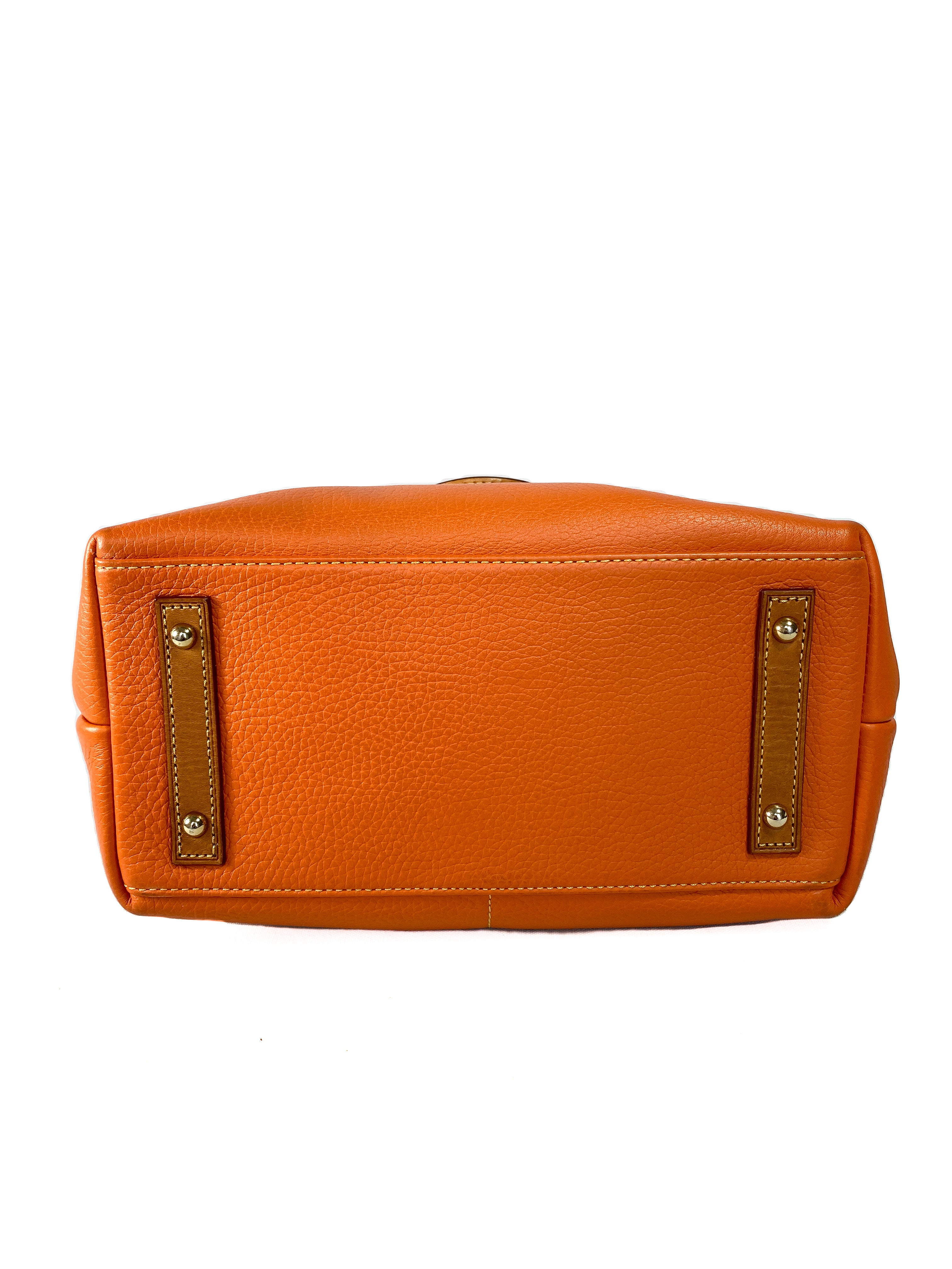 Dooney & Bourke orange brown leather double pocket satchel