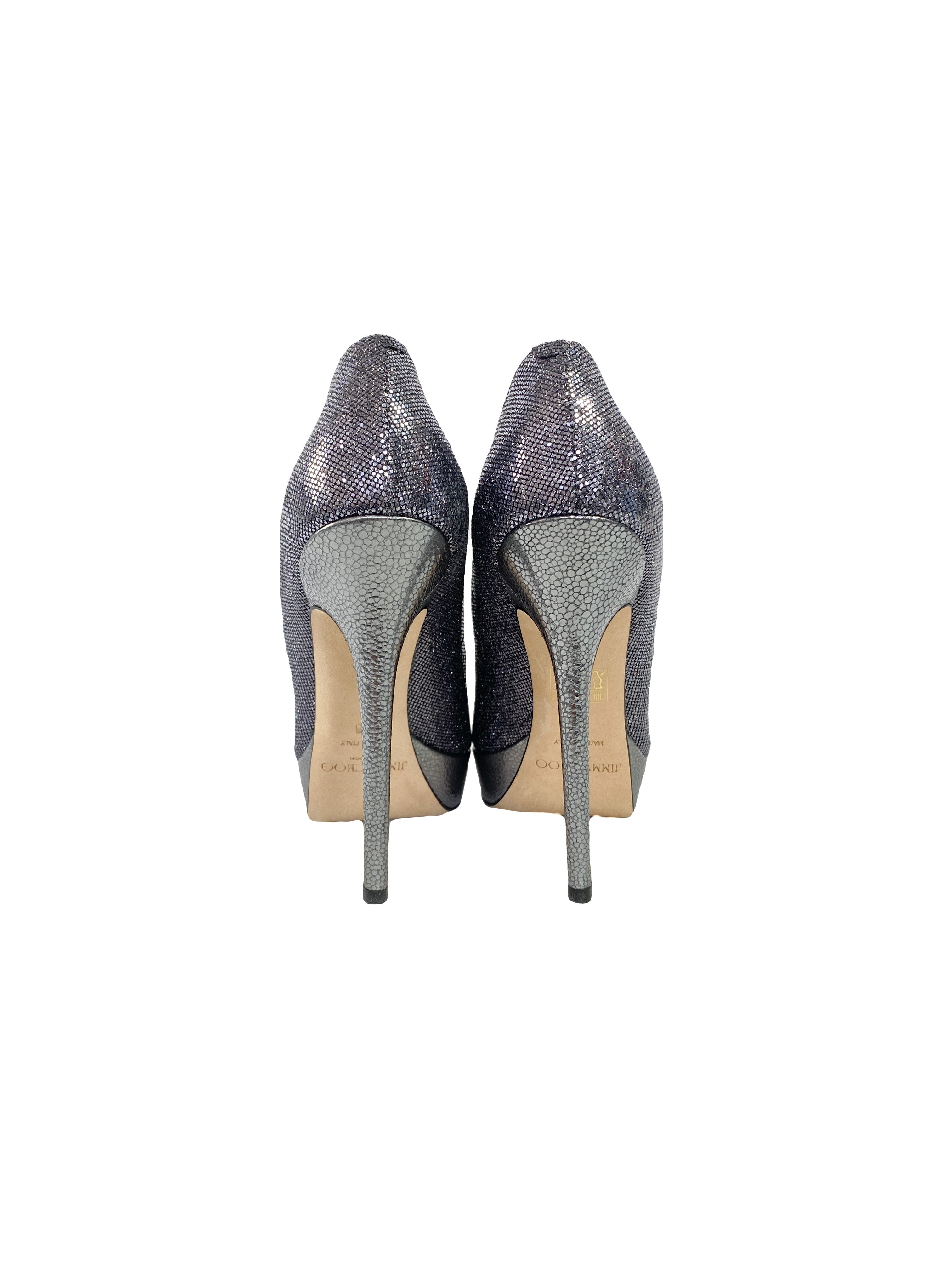 Jimmy Choo silver glitter pumps size 39