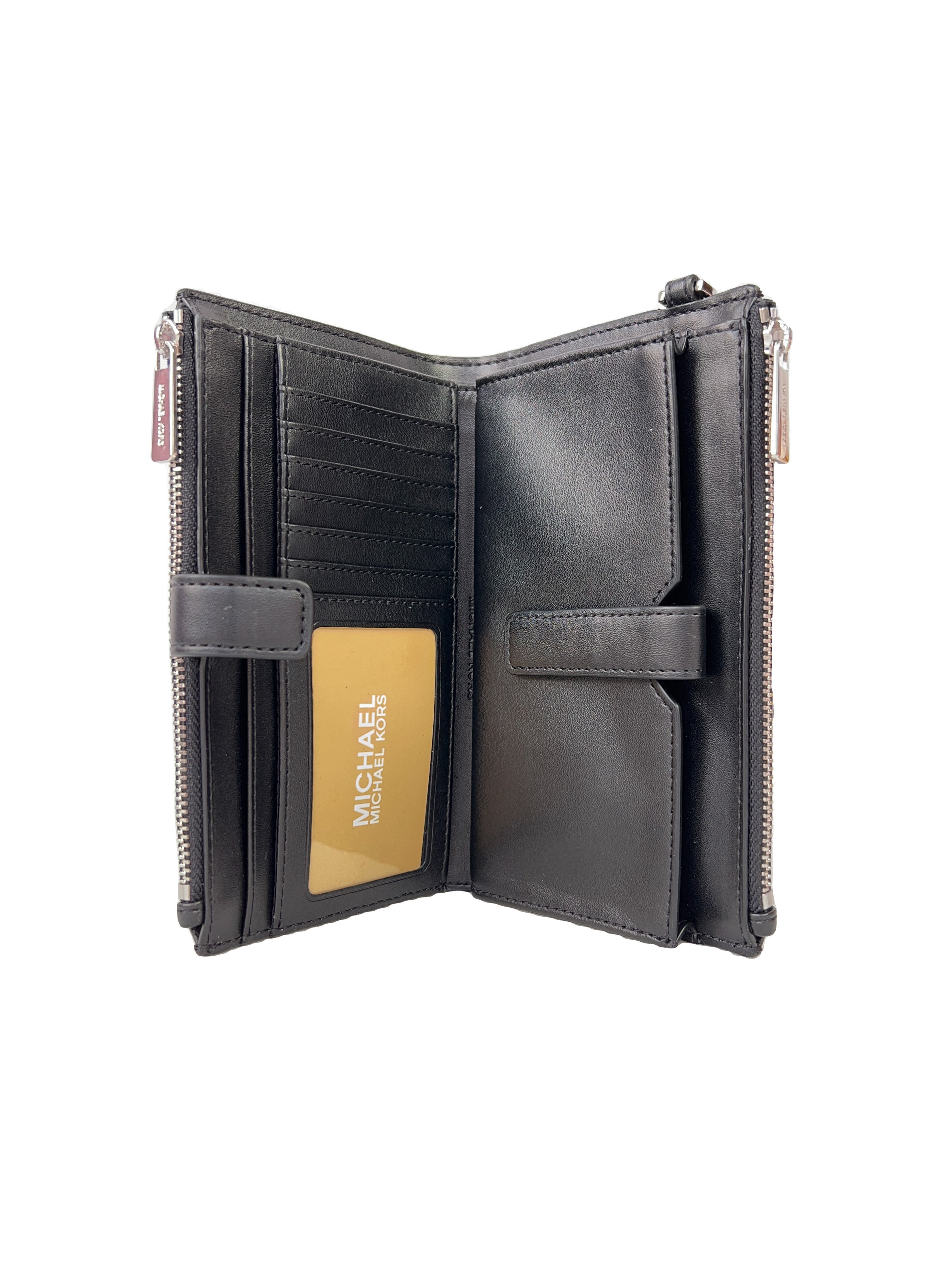 Michael Kors black signature jet set travel wristlet wallet NWT
