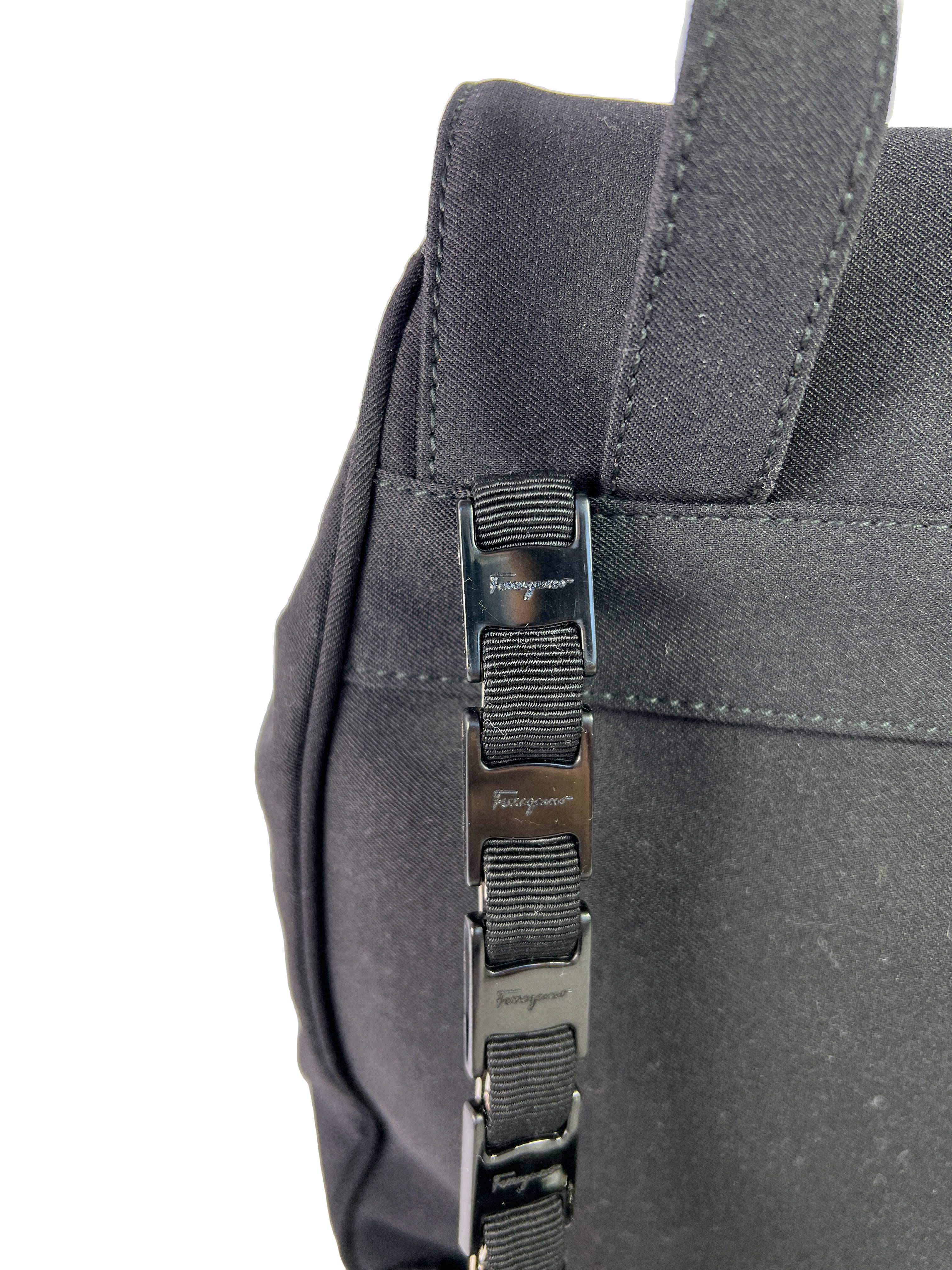 Salvatore Ferragamo black nylon vintage backpack