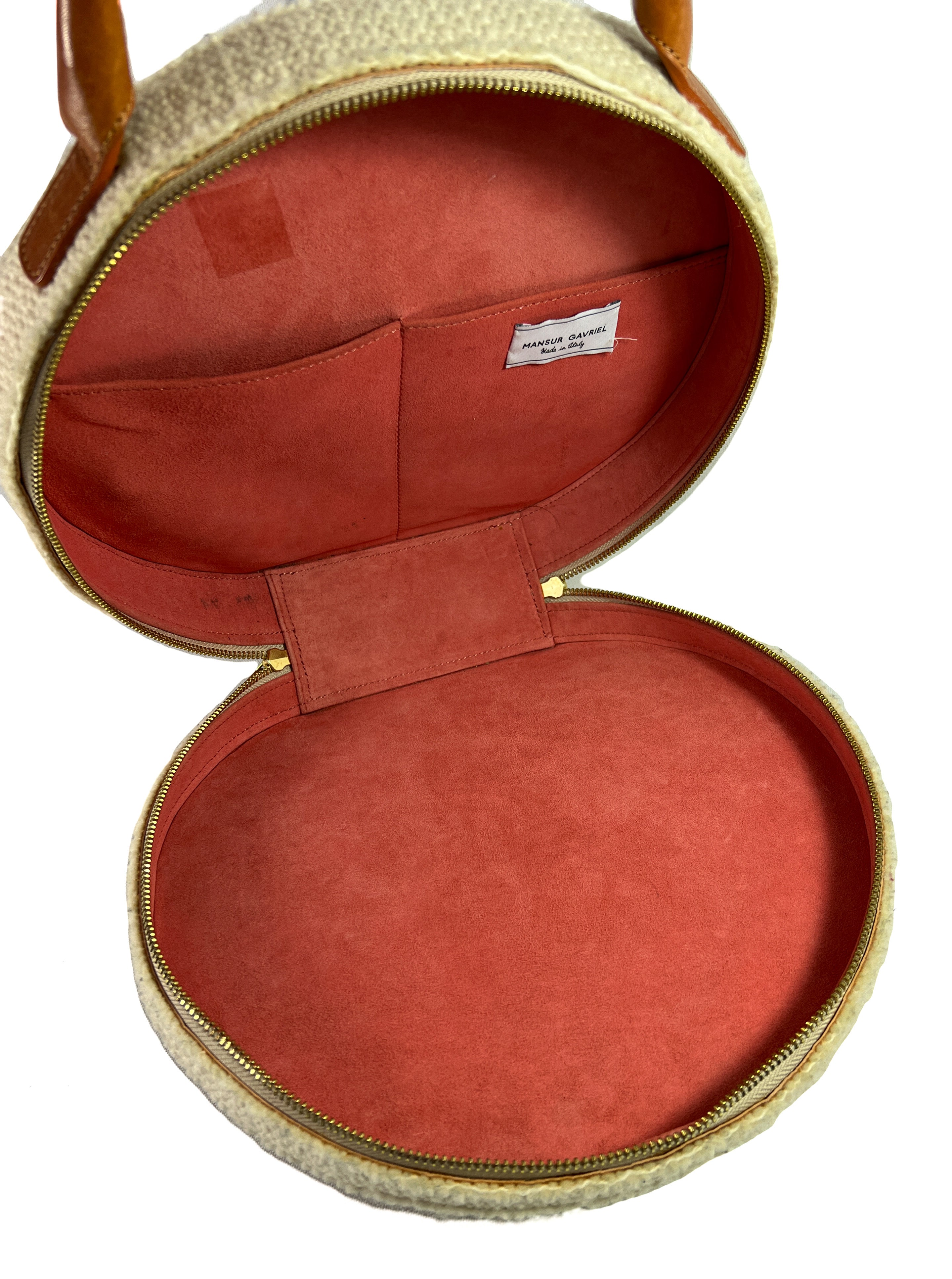 Mansur Gavriel cream wool circle bag