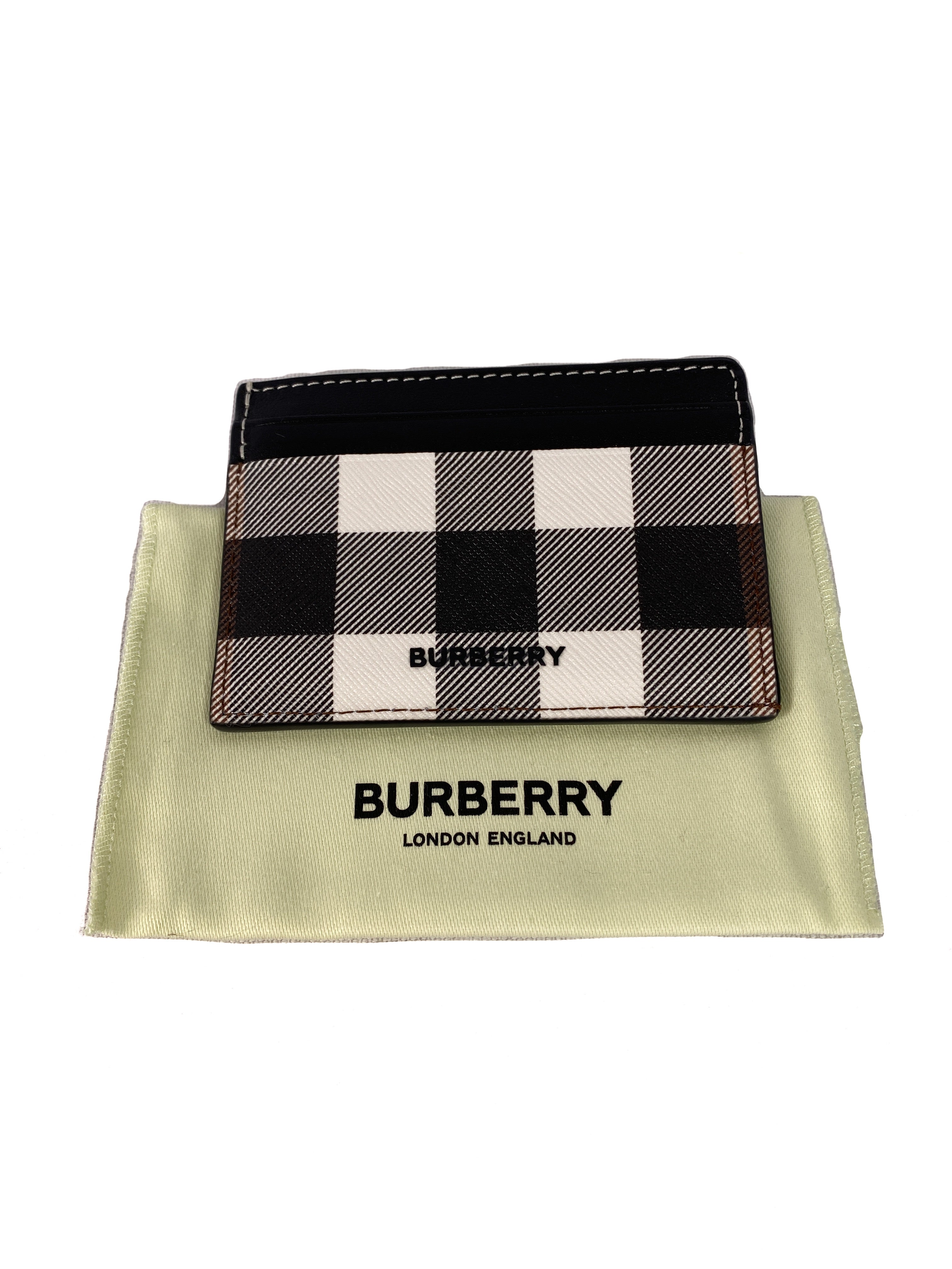 Burberry black, white, and brown Kier corner cardcase NWT