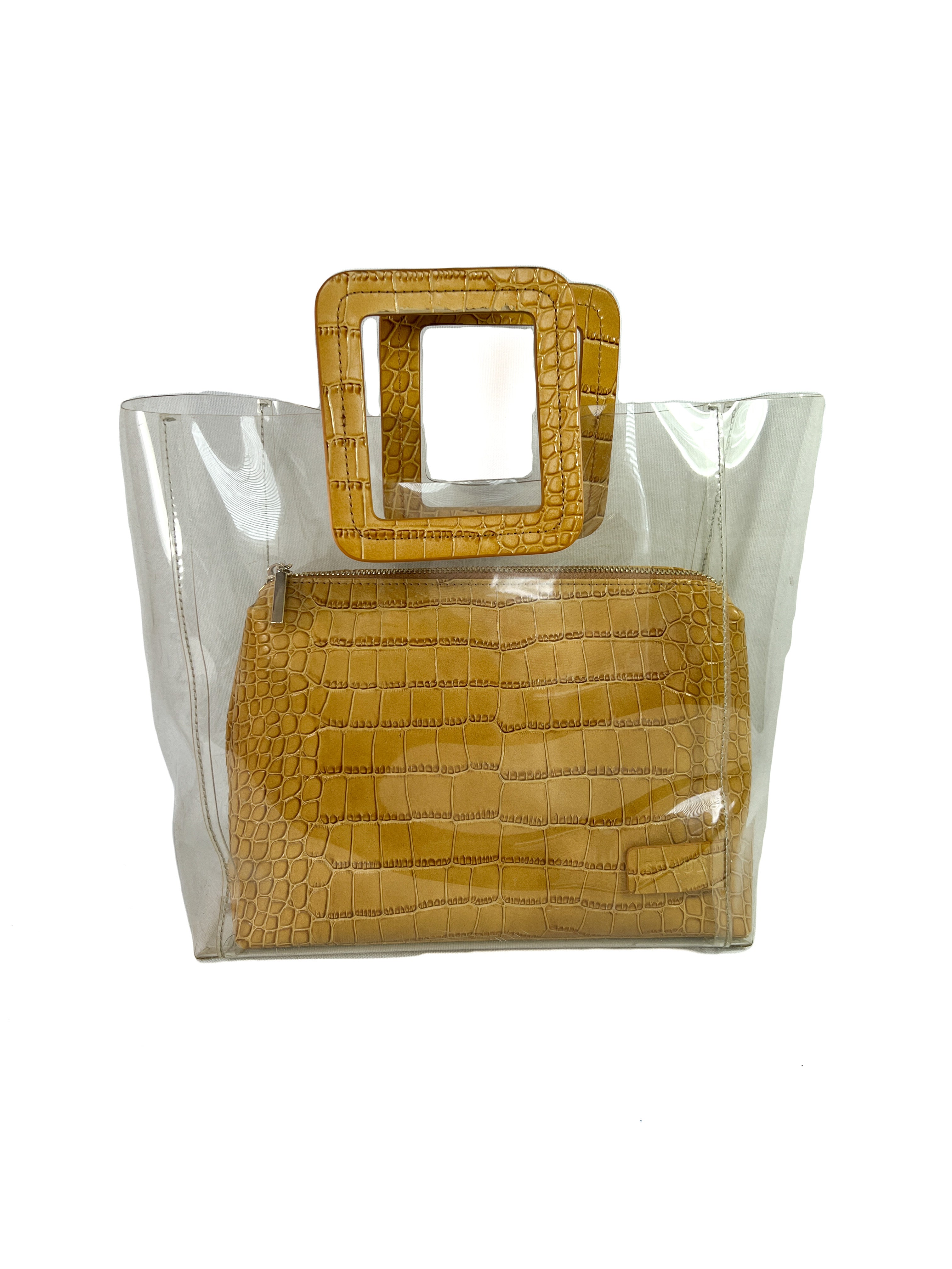 Staud clear croc Shirley tote retail $210