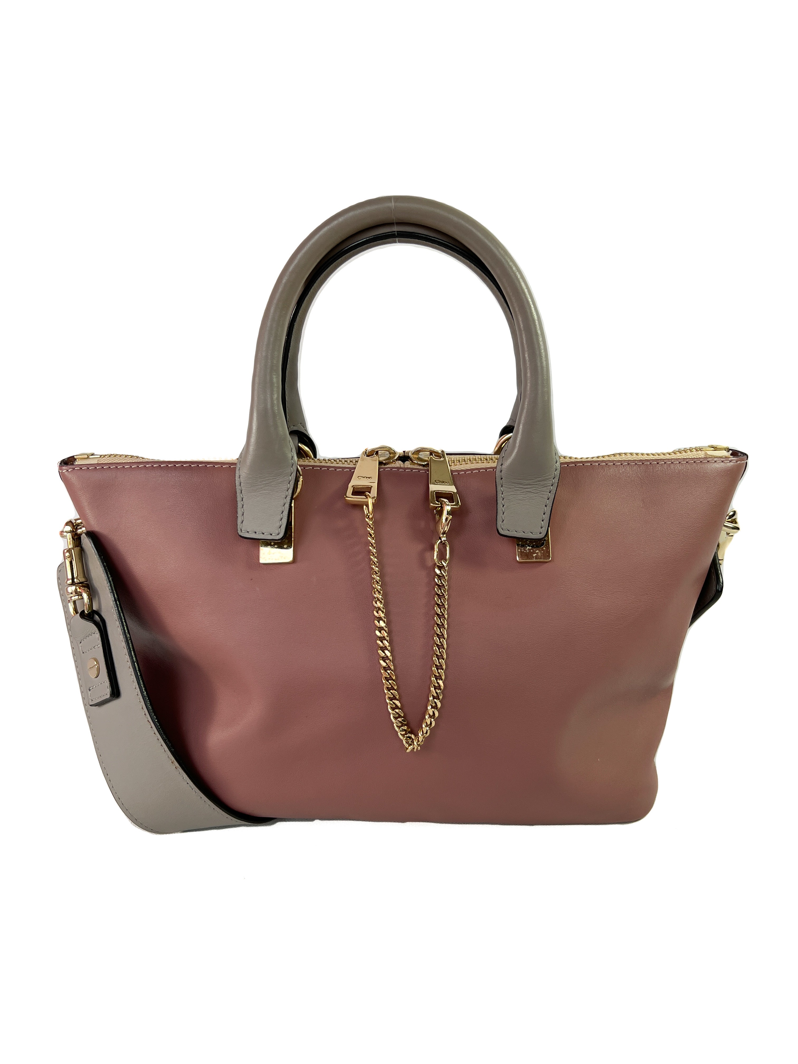 Chloe mauve and gray leather Baylee bag
