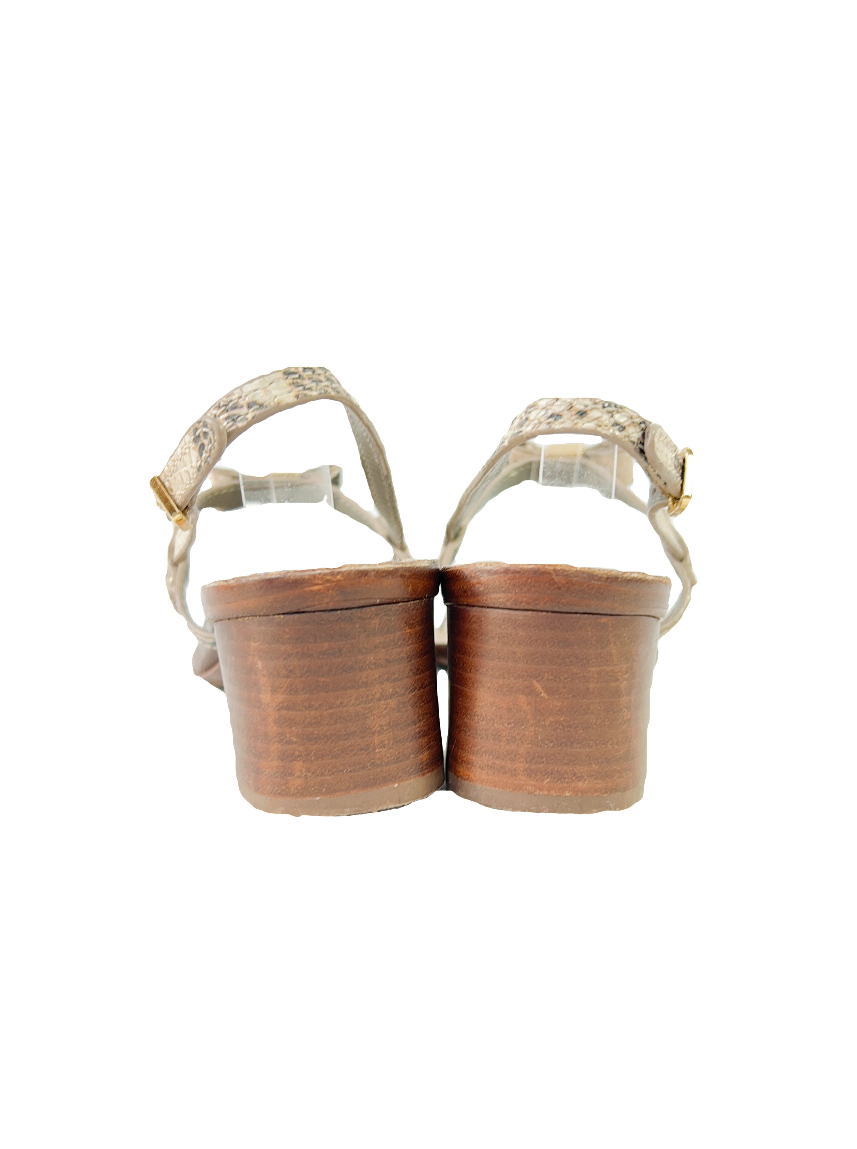 Tory Burch snake print leather heeled sandals size 8.5