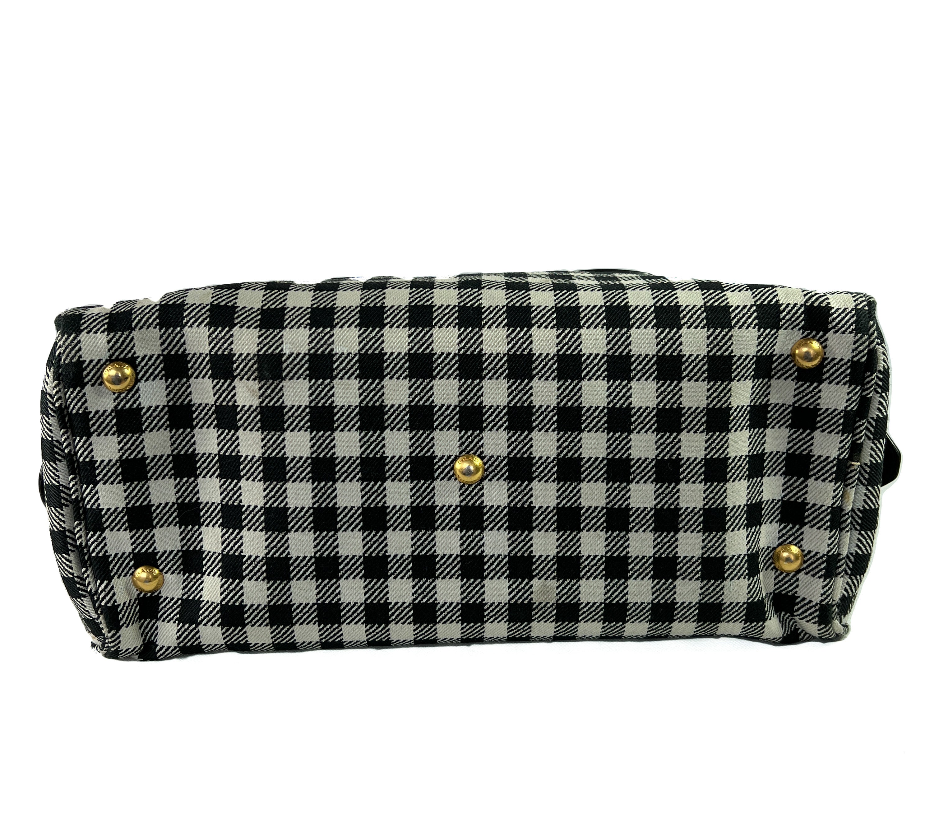 Prada black and white check satchel