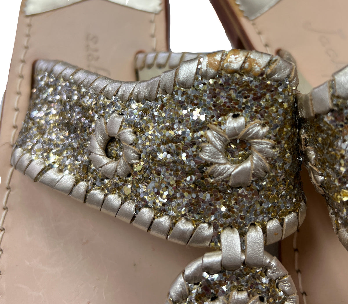 Jack Rogers glitter leather flip flops size 8.5 NEW