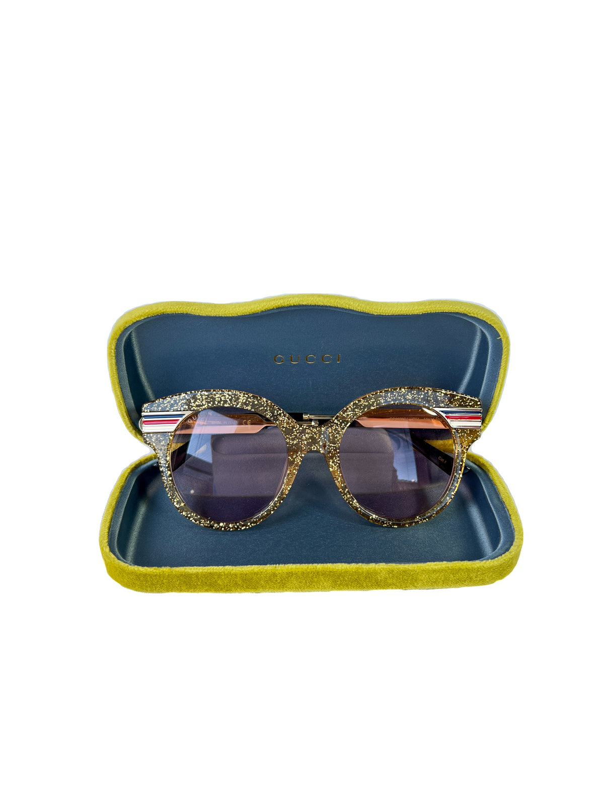 New! Authentic! Gucci Gold Glitter GG Logo Sunglasses Strips Amazon.com: Gucci Sunglasses Womens Round Ruthenium Shiny  main image 2