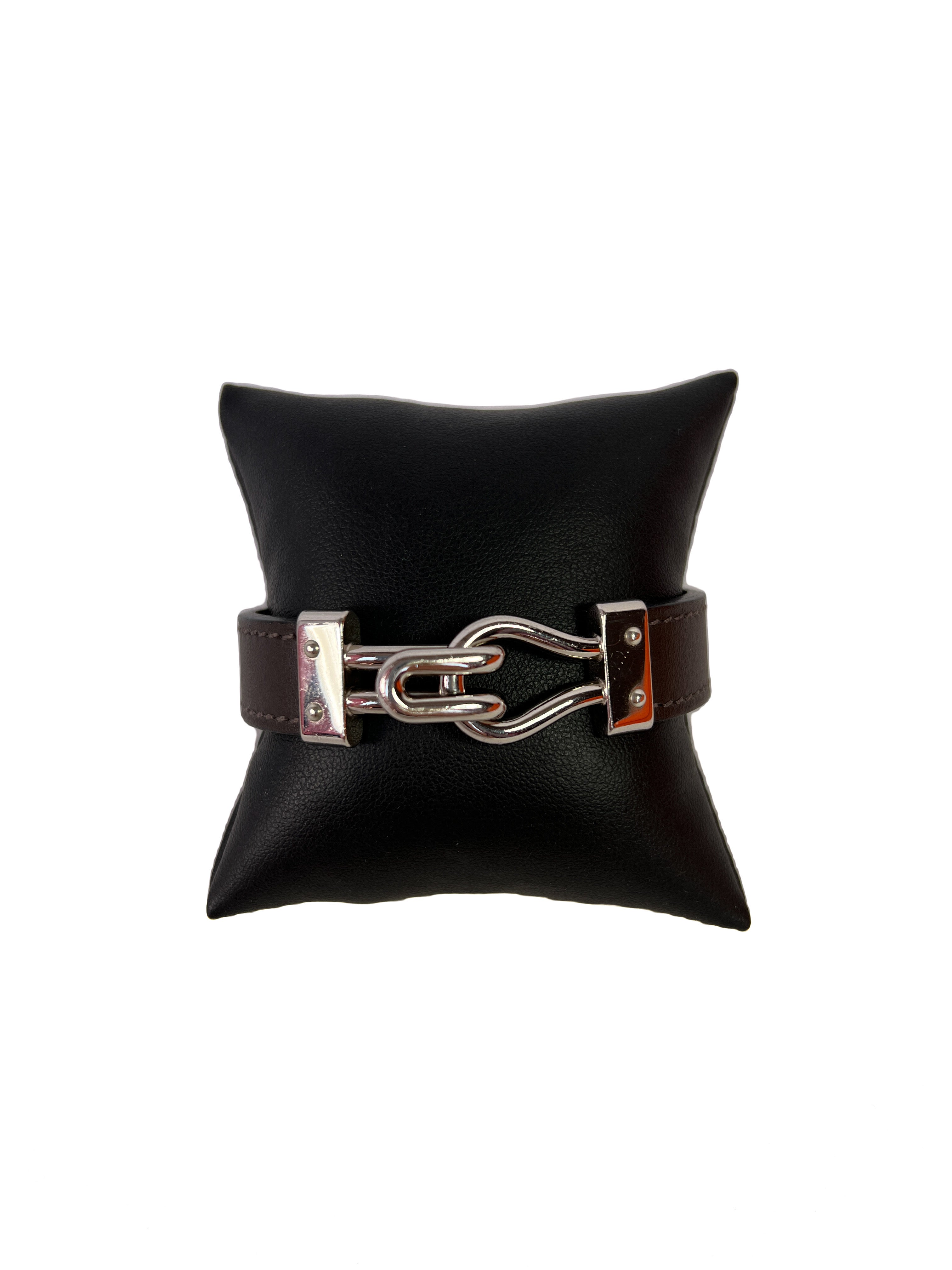 Hermes dark brown leather bracelet
