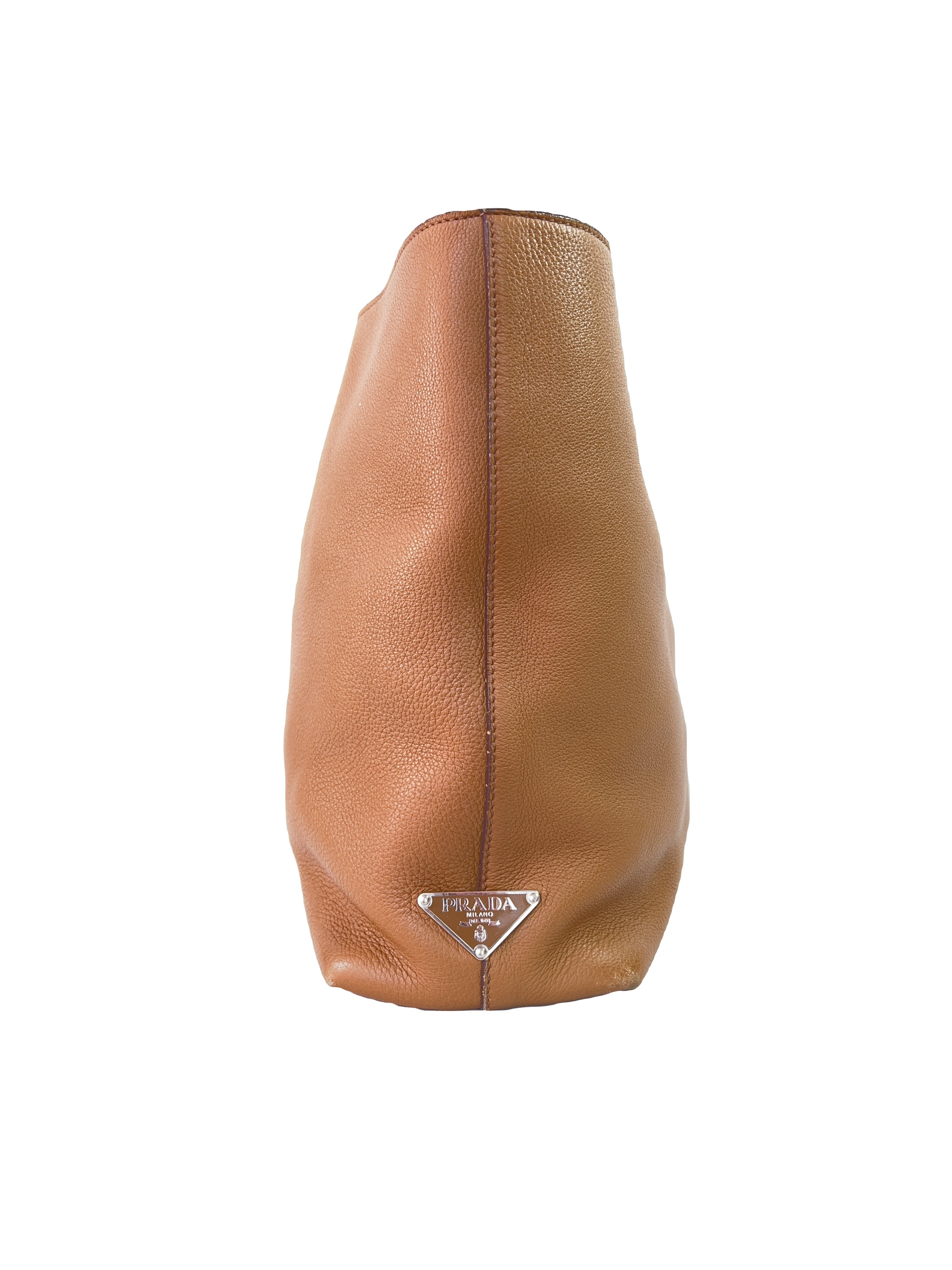 Prada brown leather slouchy tote