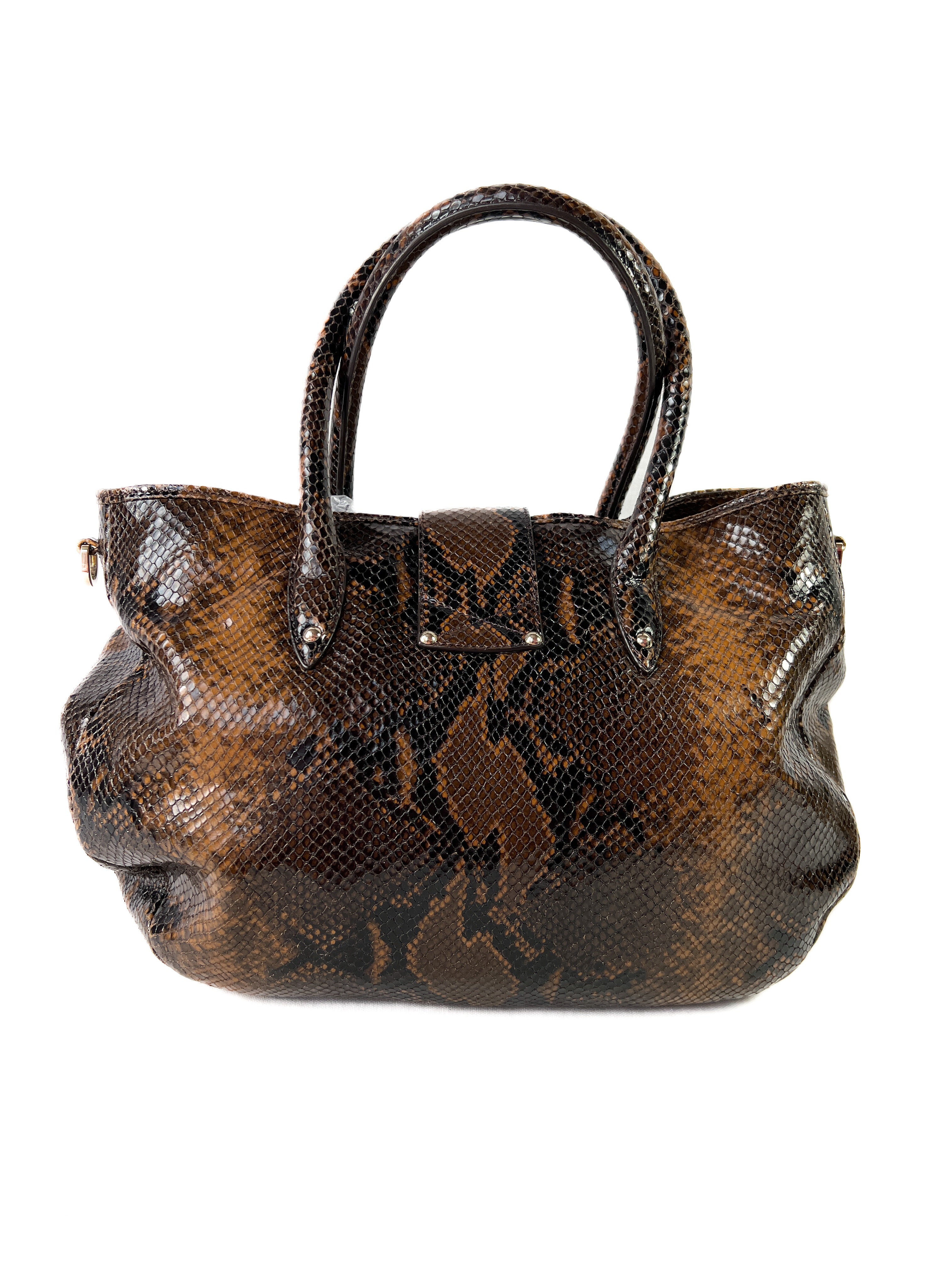 Jimmy Choo brown and black snakeskin tote
