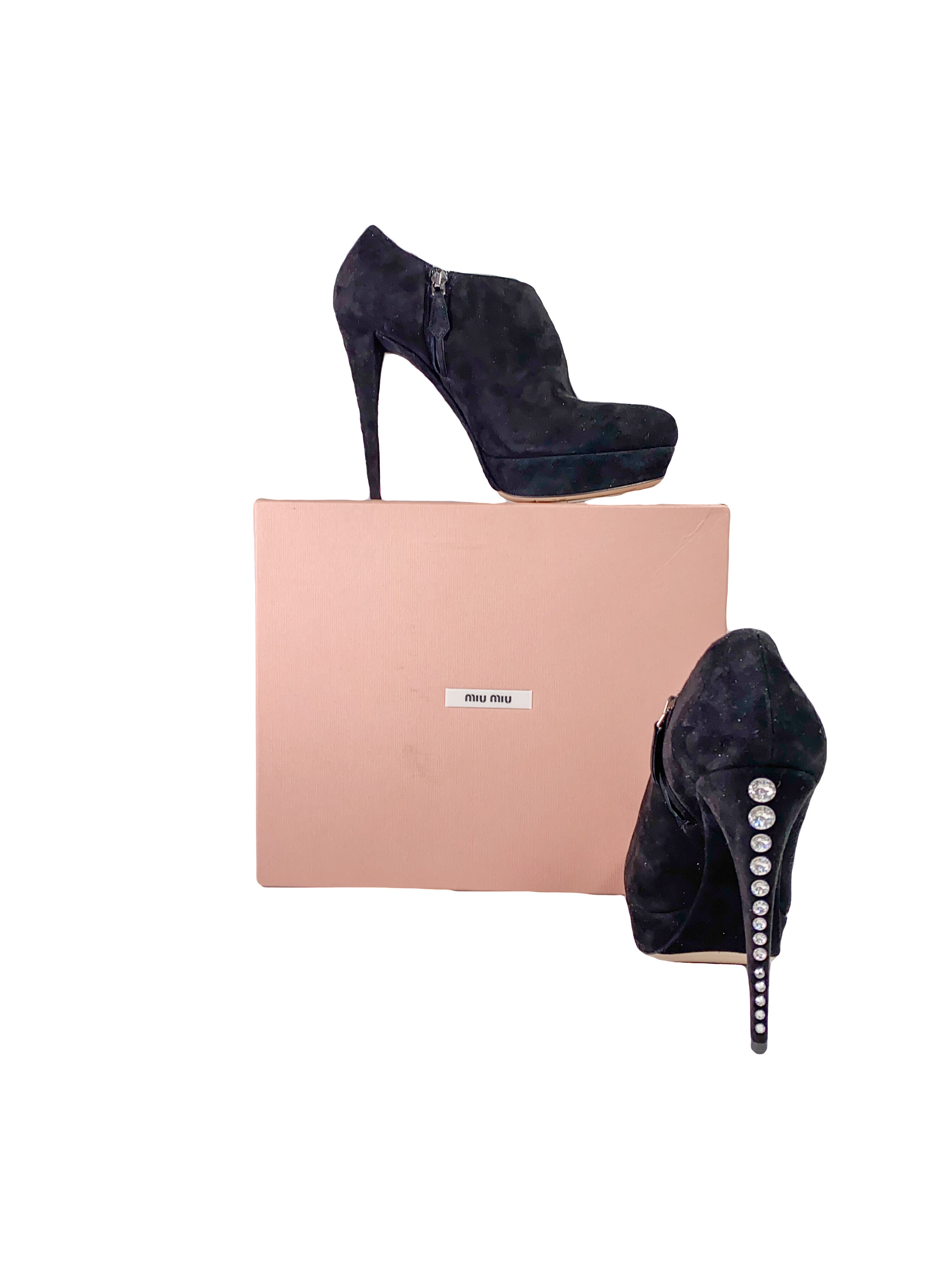 Miu Miu black rhinestone booties size 39