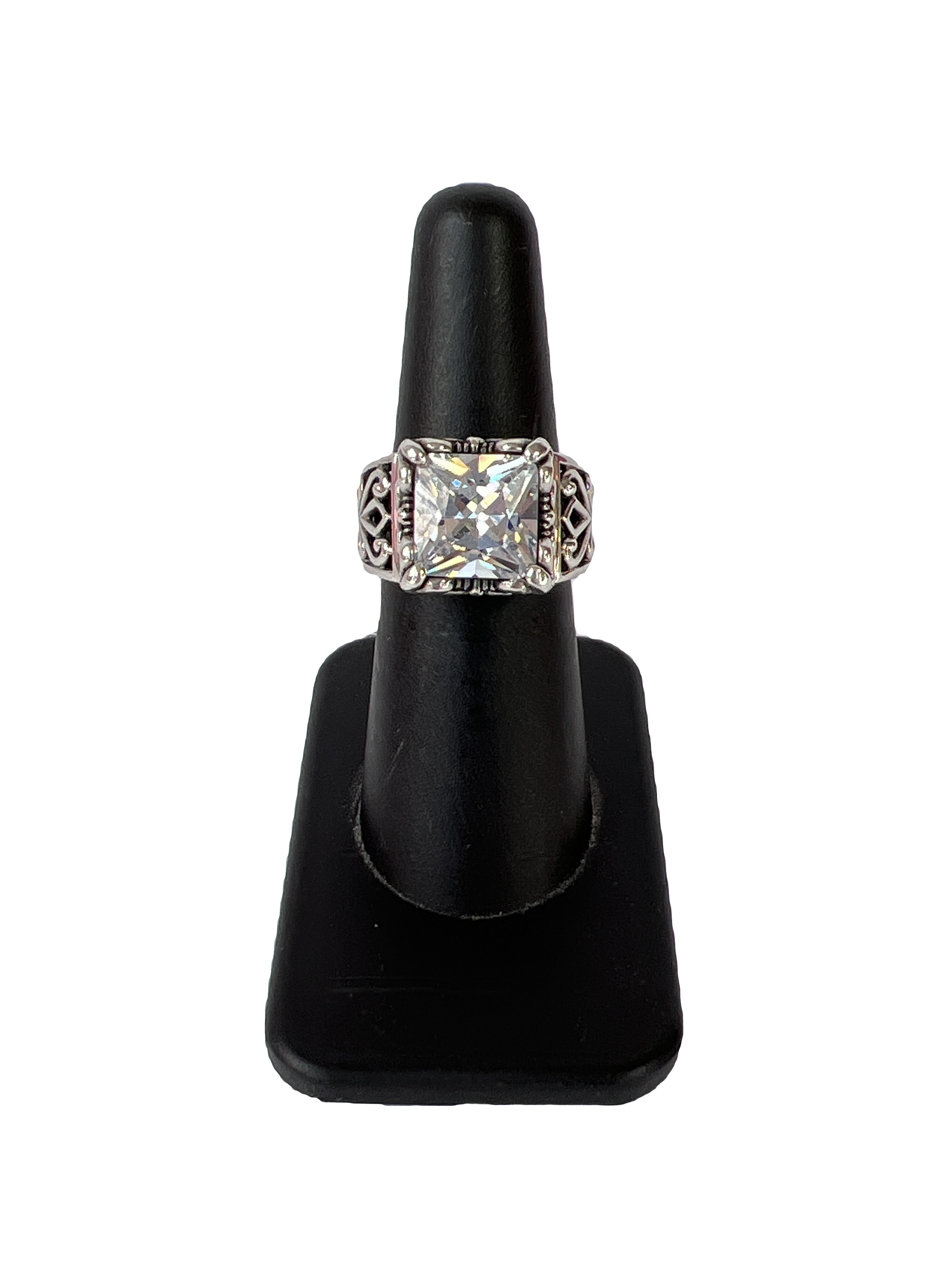 Silpada large square CZ sterling silver ring size 6.75