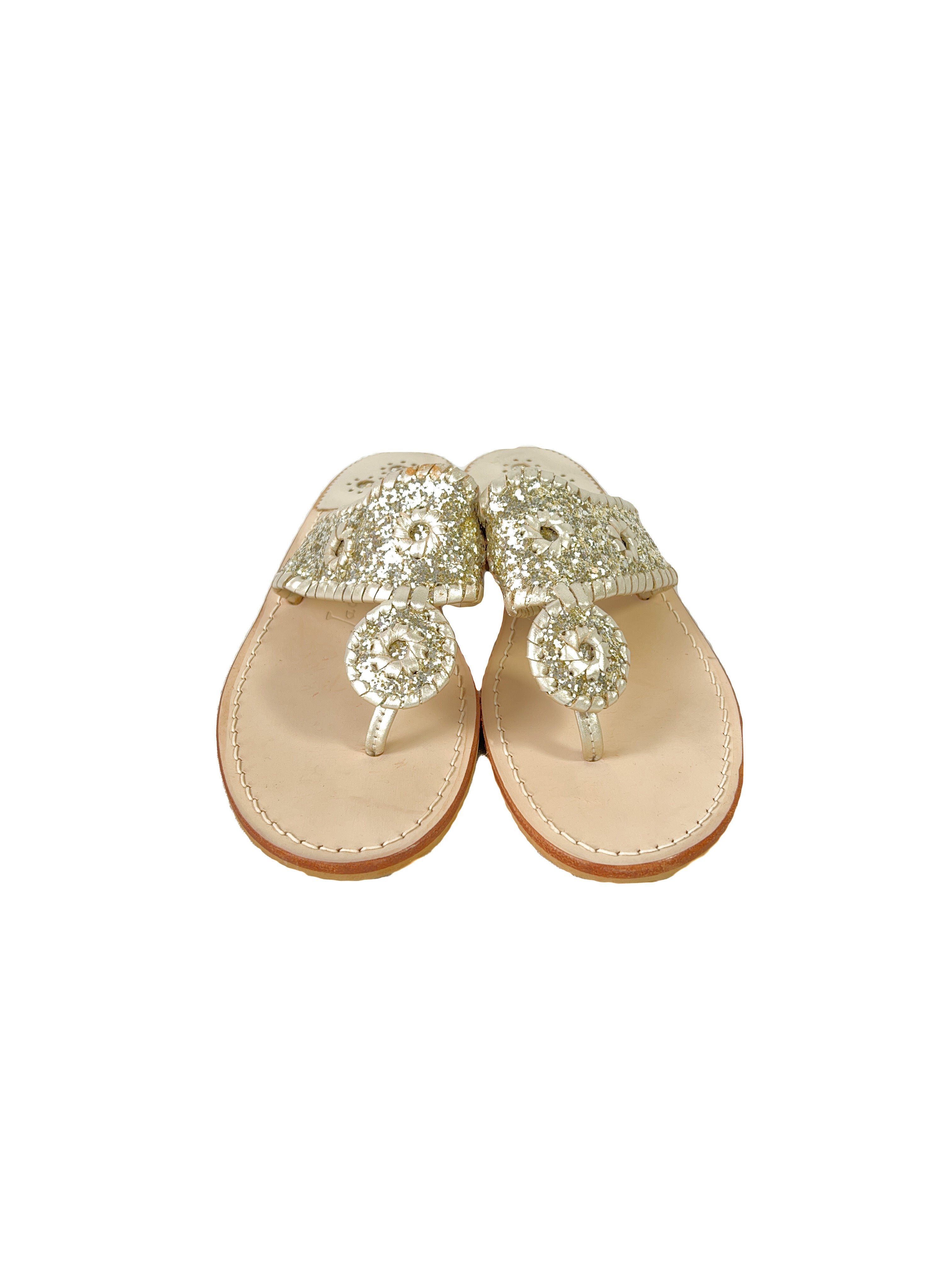 Jack Rogers glitter leather flip flops size 8.5 NEW