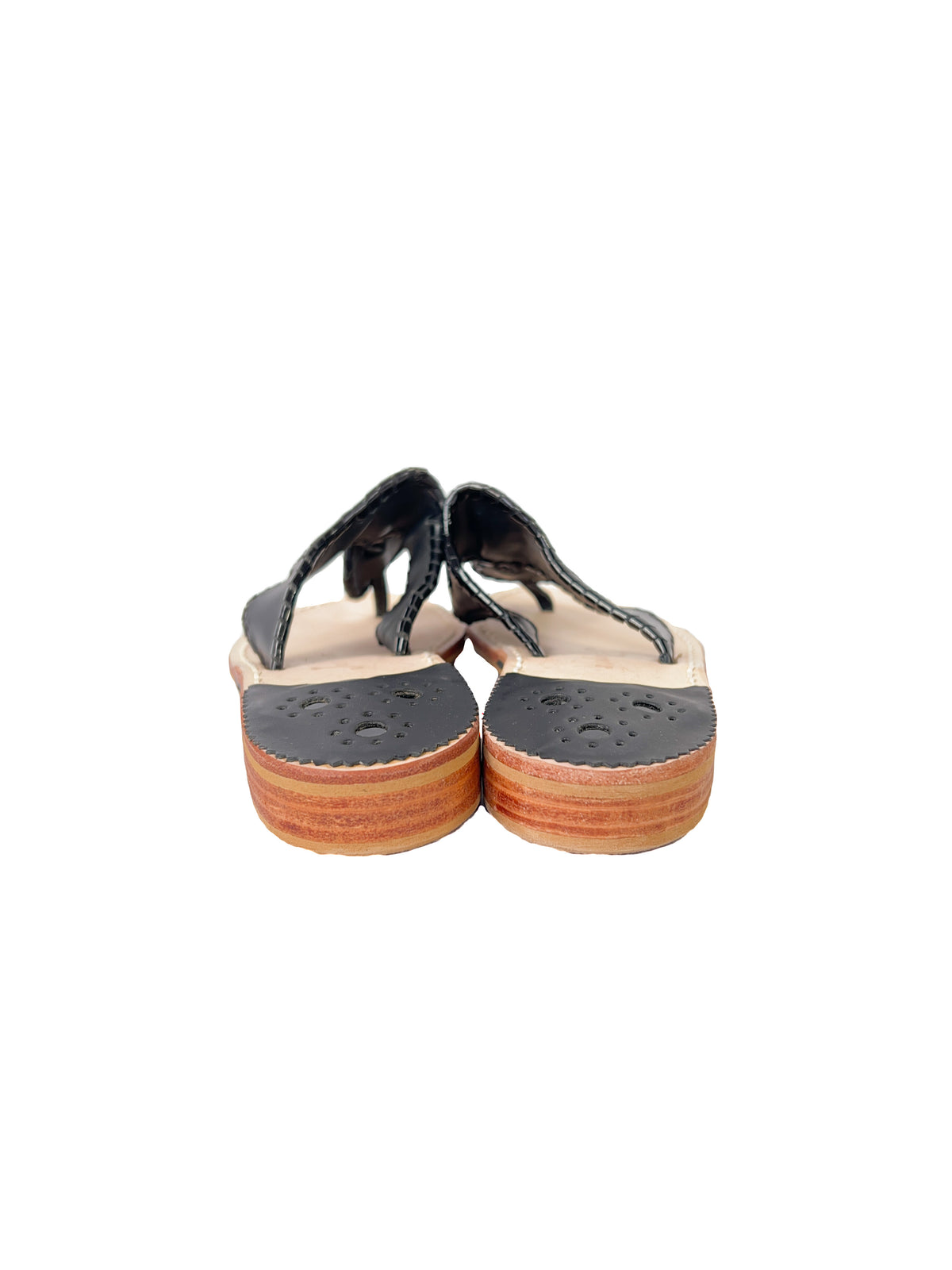 Jack Rogers black leather flip flops size 6 NEW