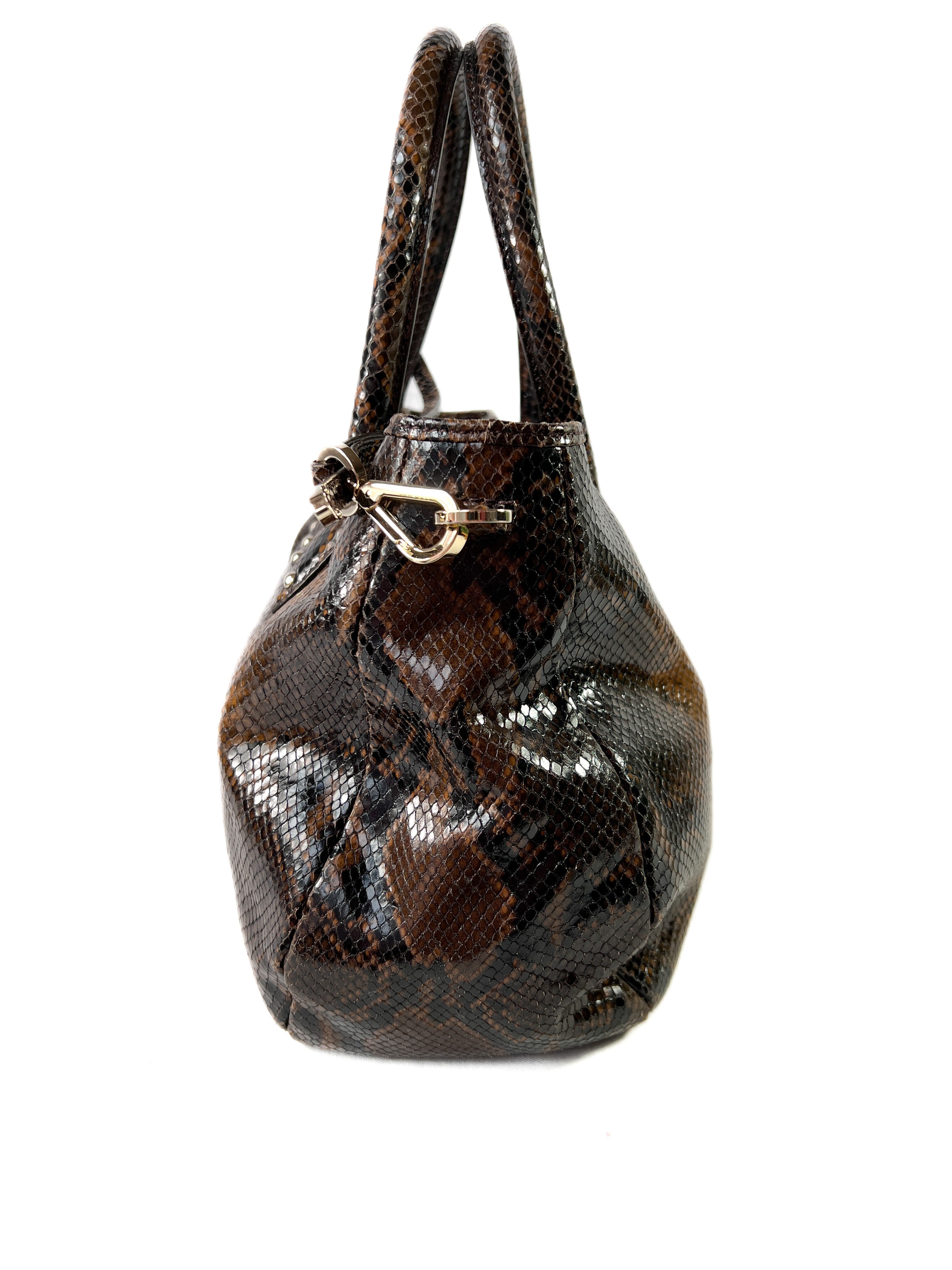 Jimmy Choo brown and black snakeskin tote