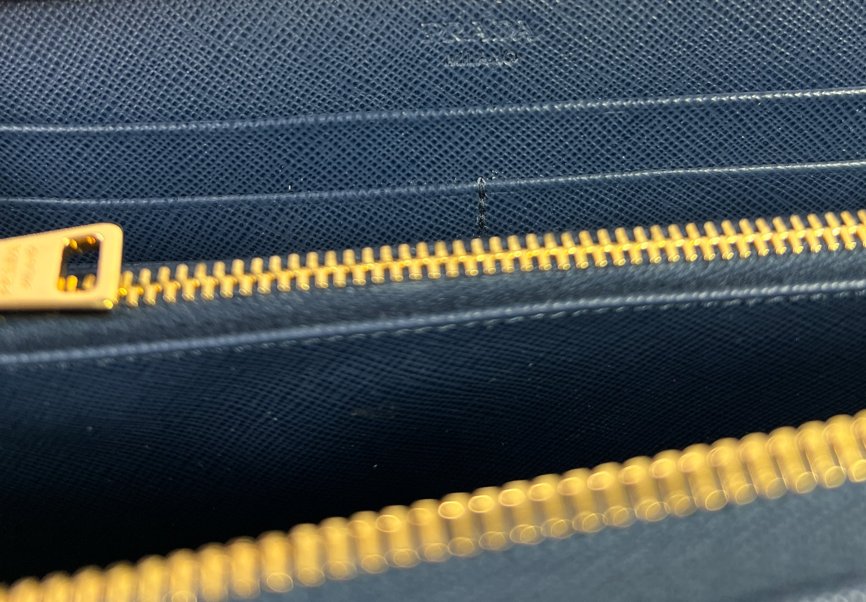 Prada blue print coated canvas leather wallet NEW